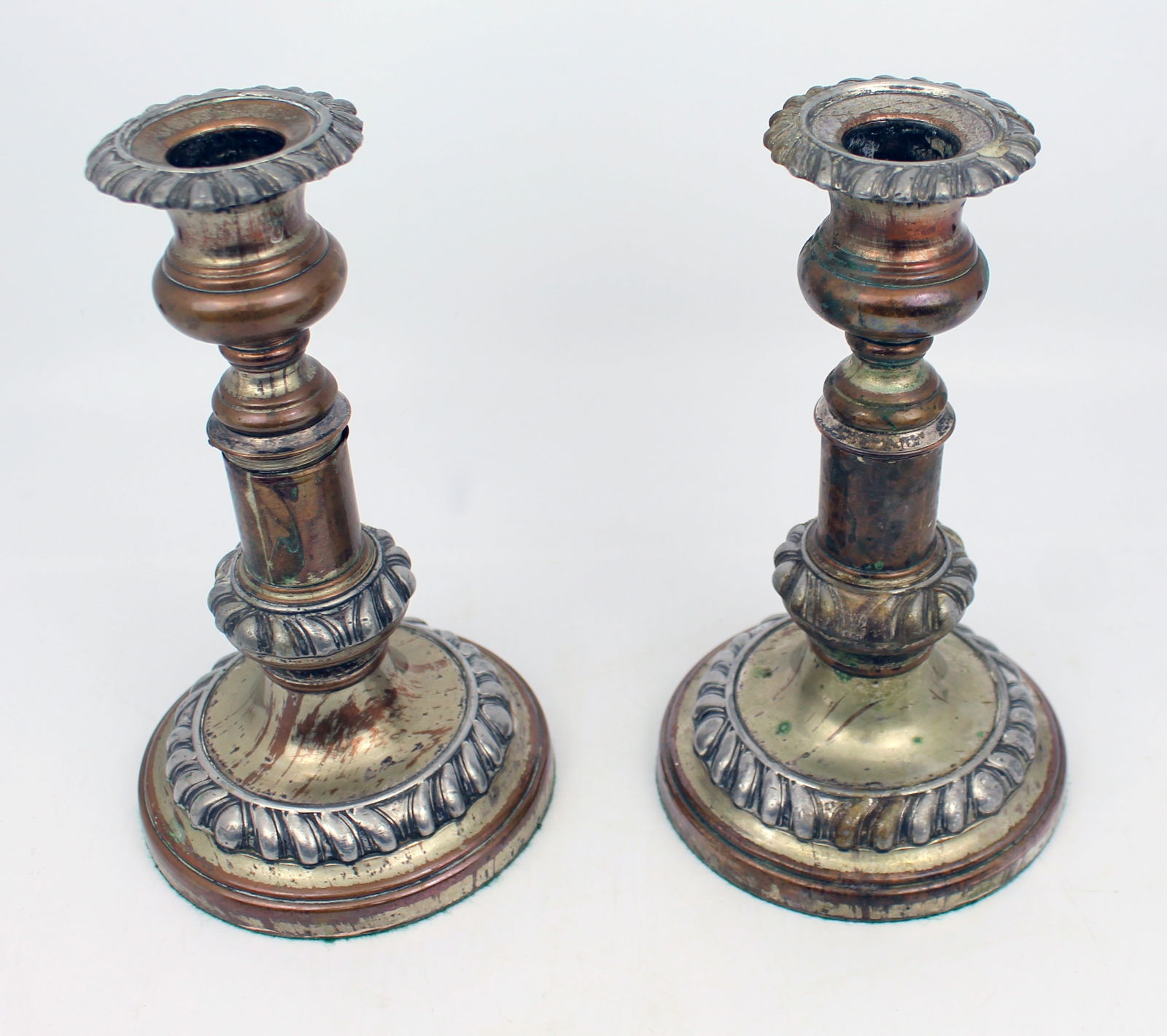 Pair of Antique Sheffield Plate Telescopic Candlesticks - 2
