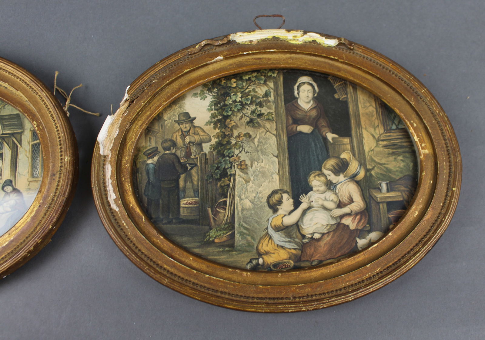 Pair of 19th Century Hand Coloured Rural Genre Prints in Oval Gilt Frames - 3