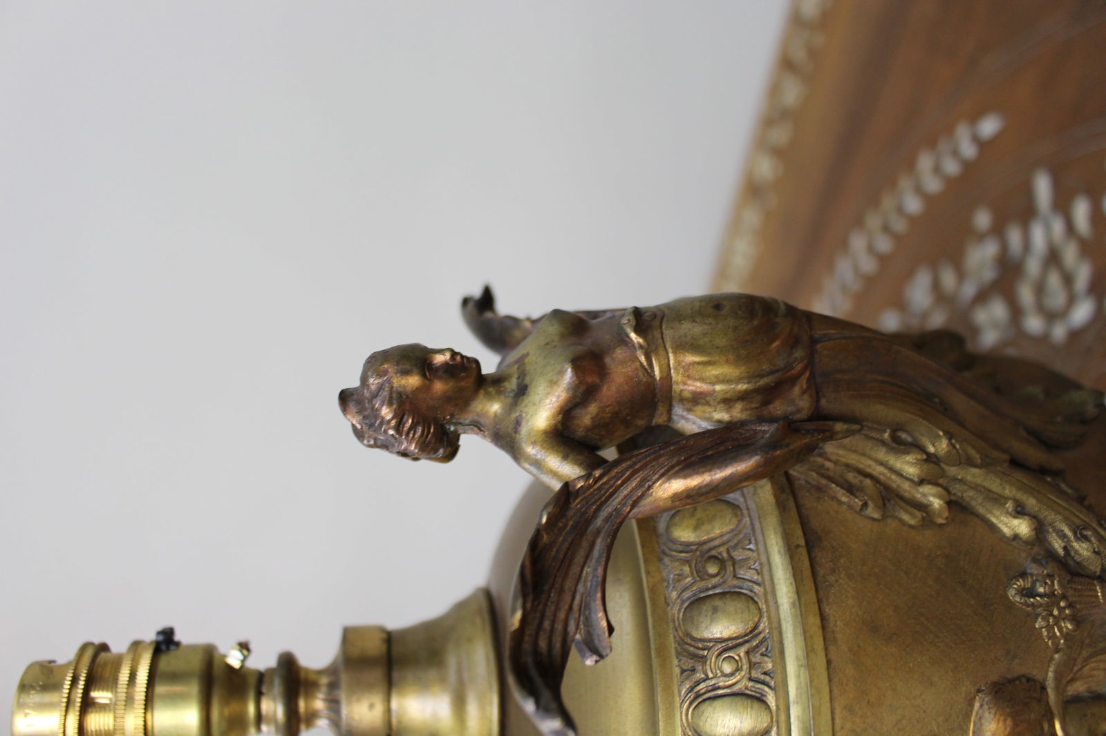 Pair of French Gilt Bronze Urn Lamps with Putti Reliefs, circa 1900 - 8