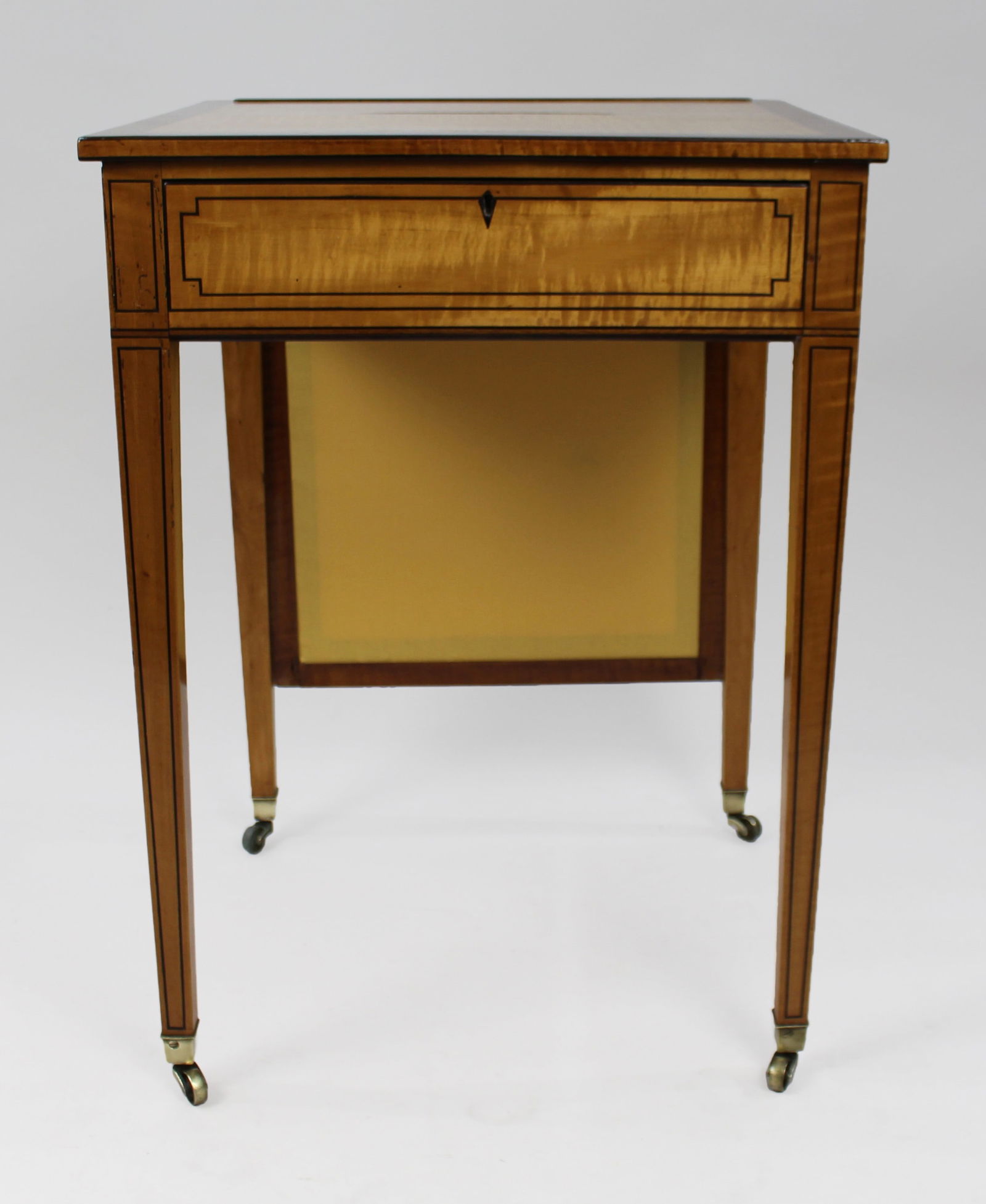 George III Sheraton Satinwood Writing Table - 5