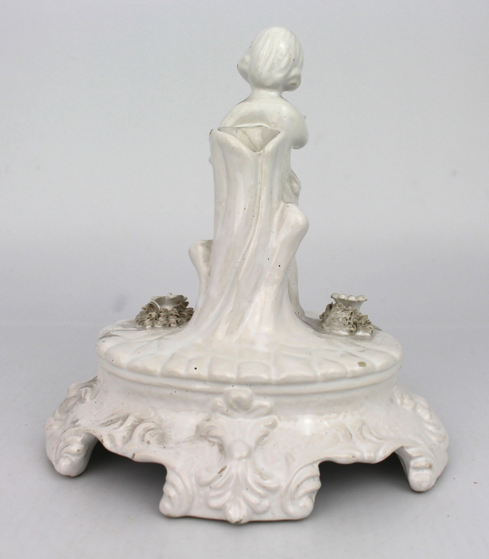 Painted White Porcelain Cherub Figurine - 3