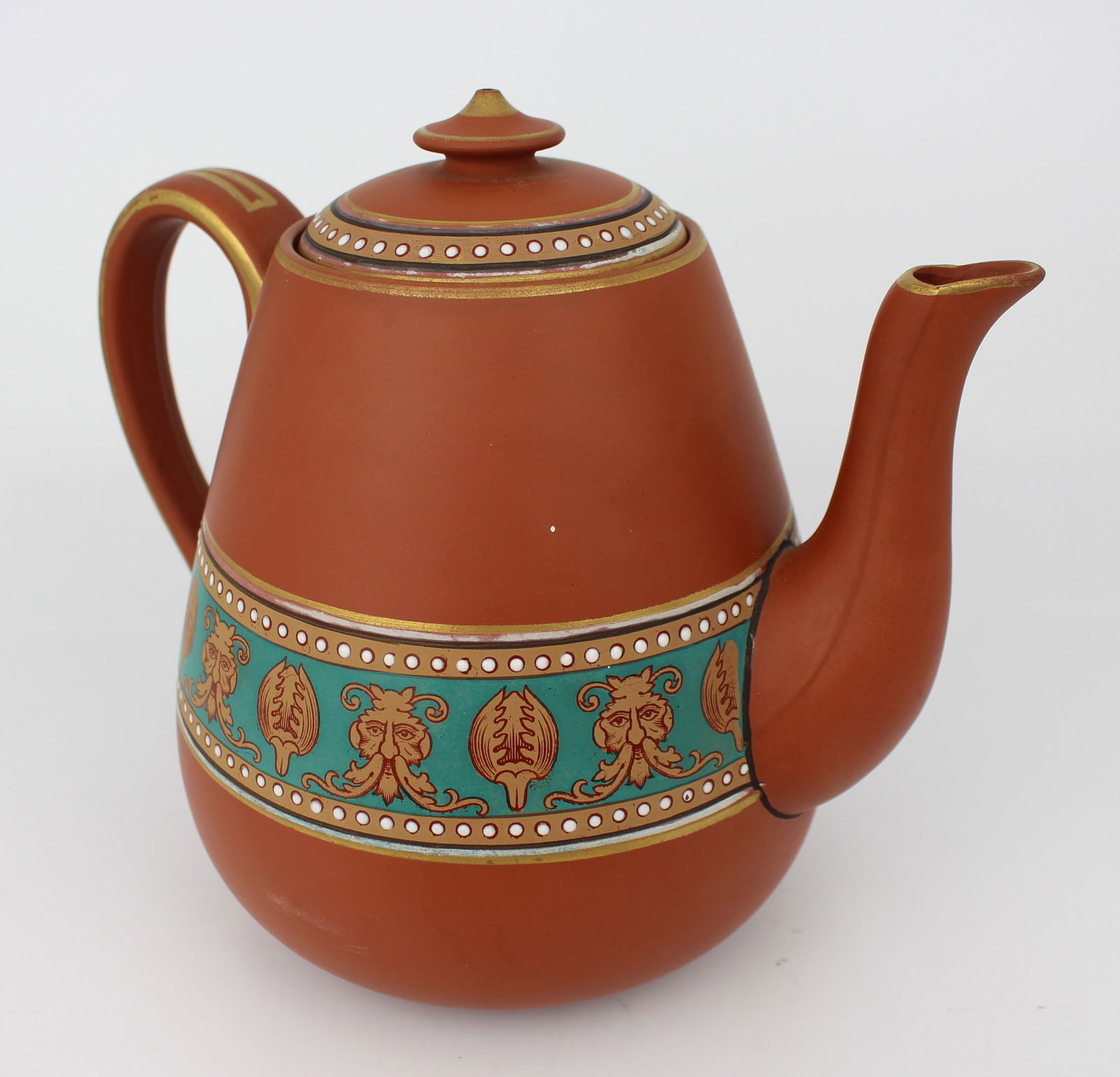 Antique Prattware Terracotta Tea Pot - 2