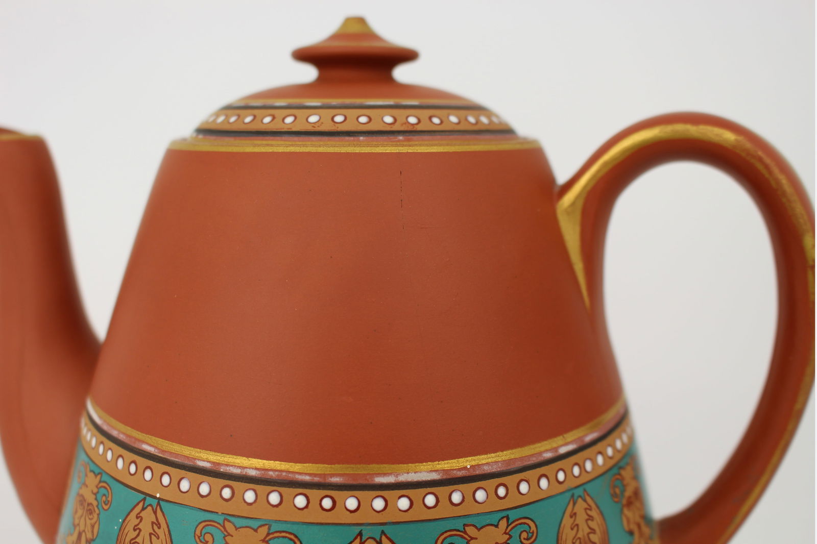 Antique Prattware Terracotta Tea Pot - 4