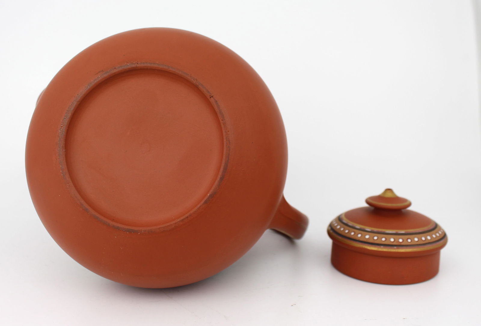 Antique Prattware Terracotta Tea Pot - 5