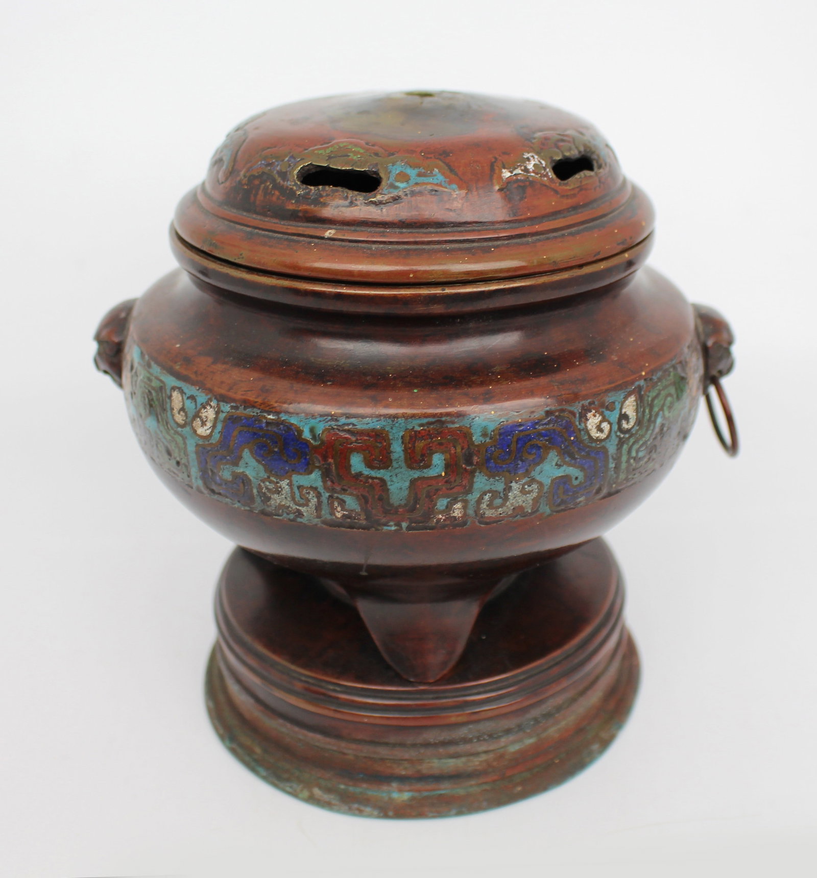 Antique Chinese Cloisonné Bronze Tripod Censer, c.1890 - 9