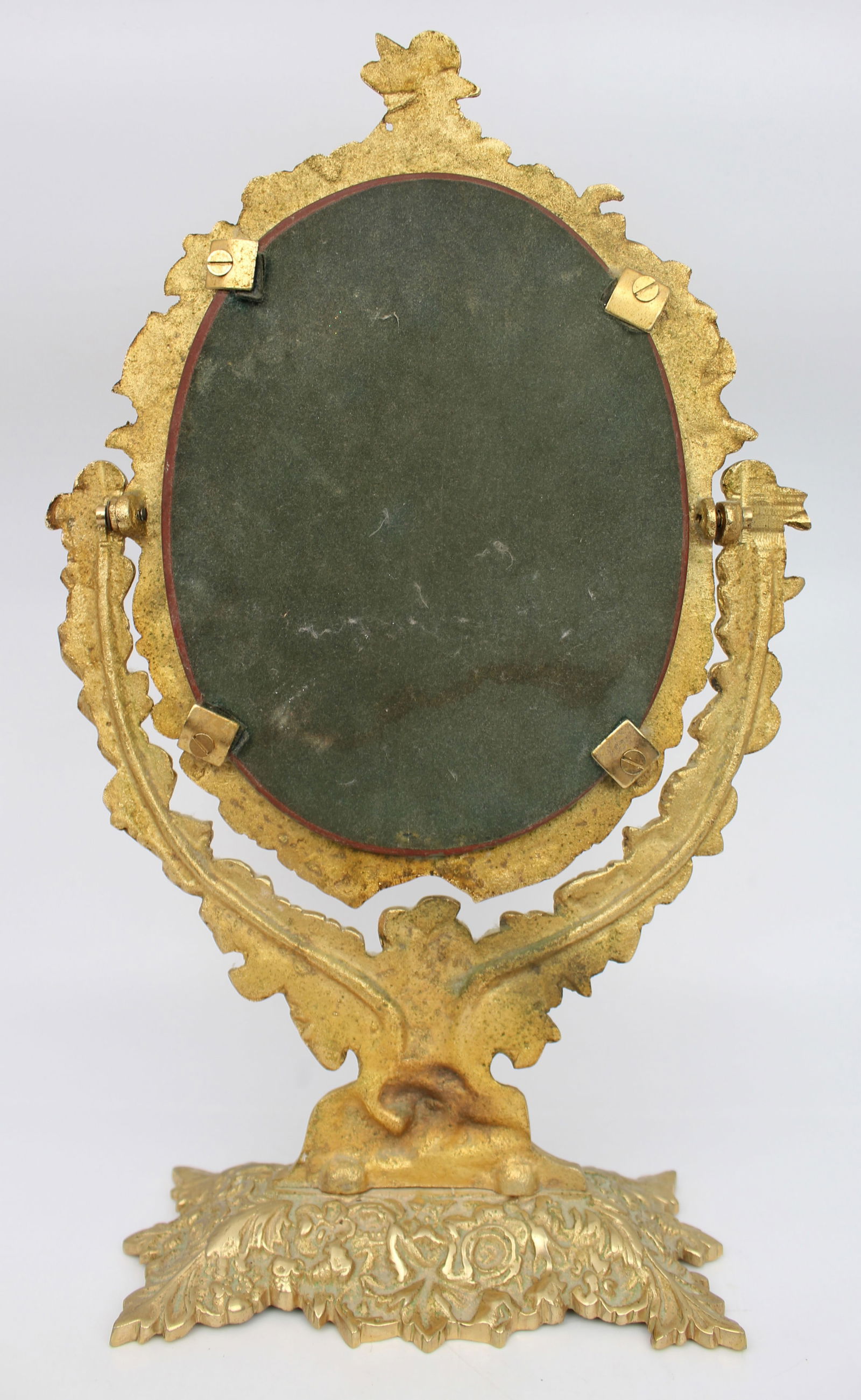 Ornate Vintage Brass Cherub Vanity Table Mirror - 5