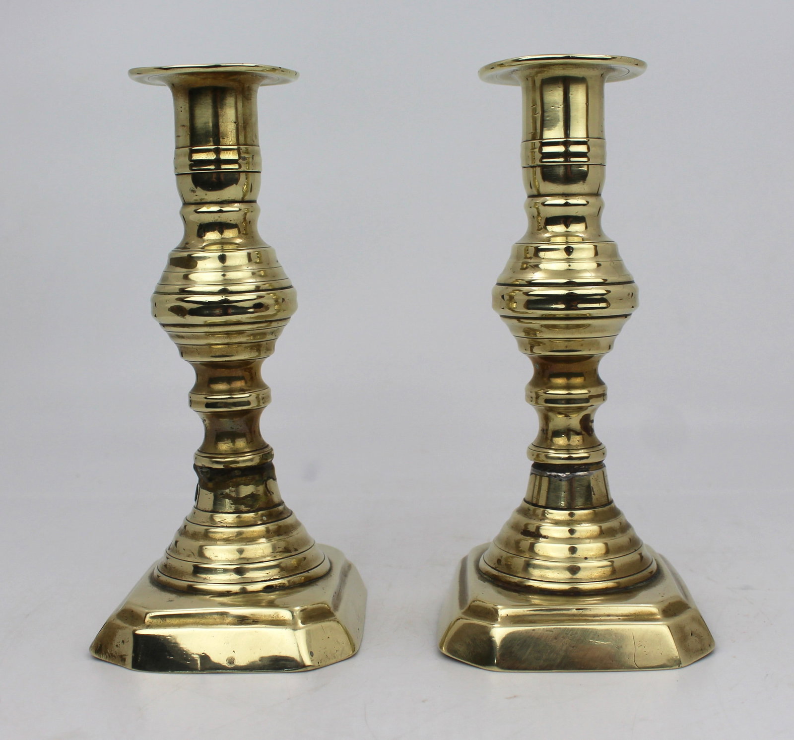Pair of Antique Brass Candlesticks - 2