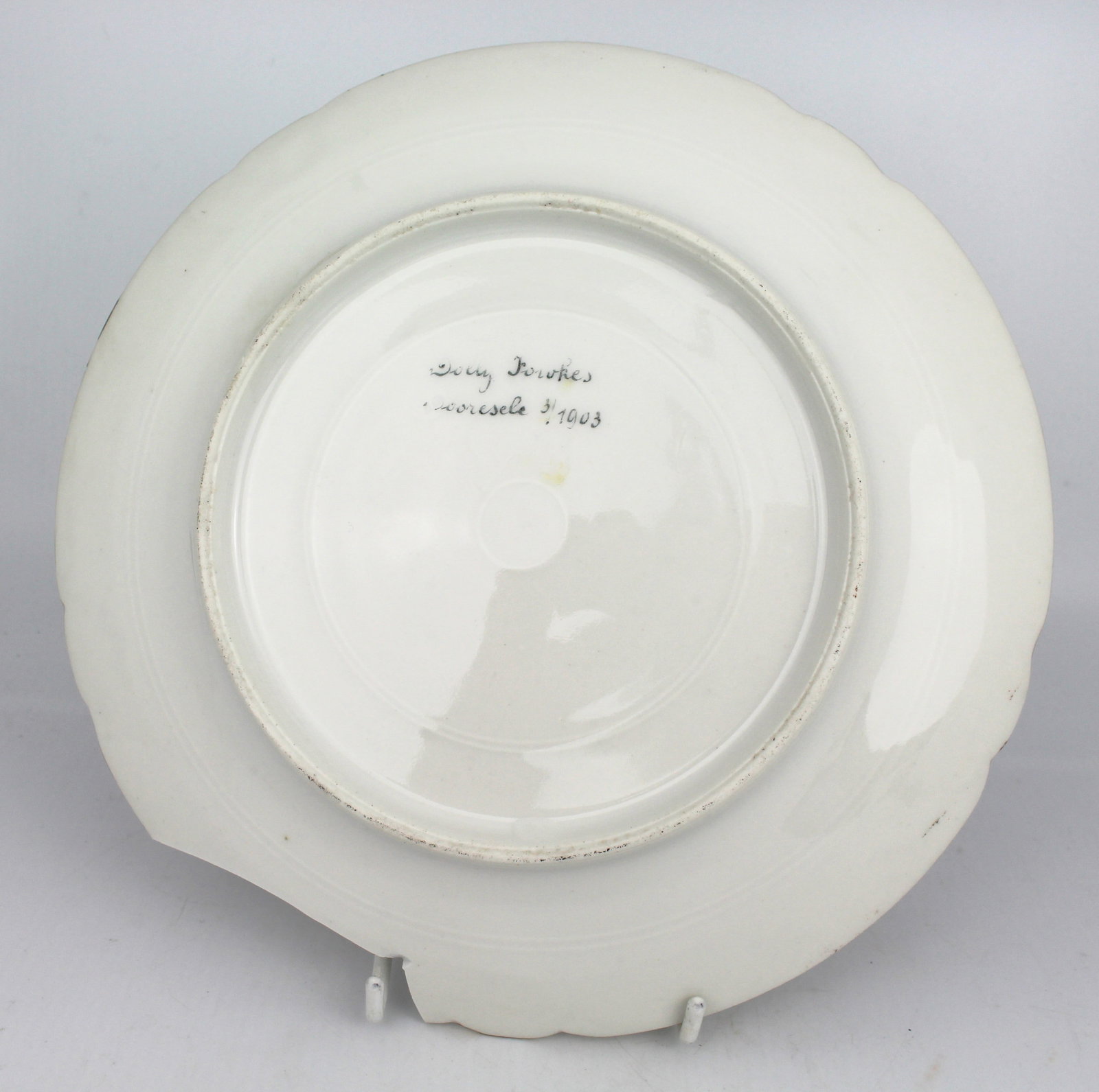 Set of 4 Edwardian Hand Painted Fish Plates, Signed Wolly Fowkes 1903 - 18