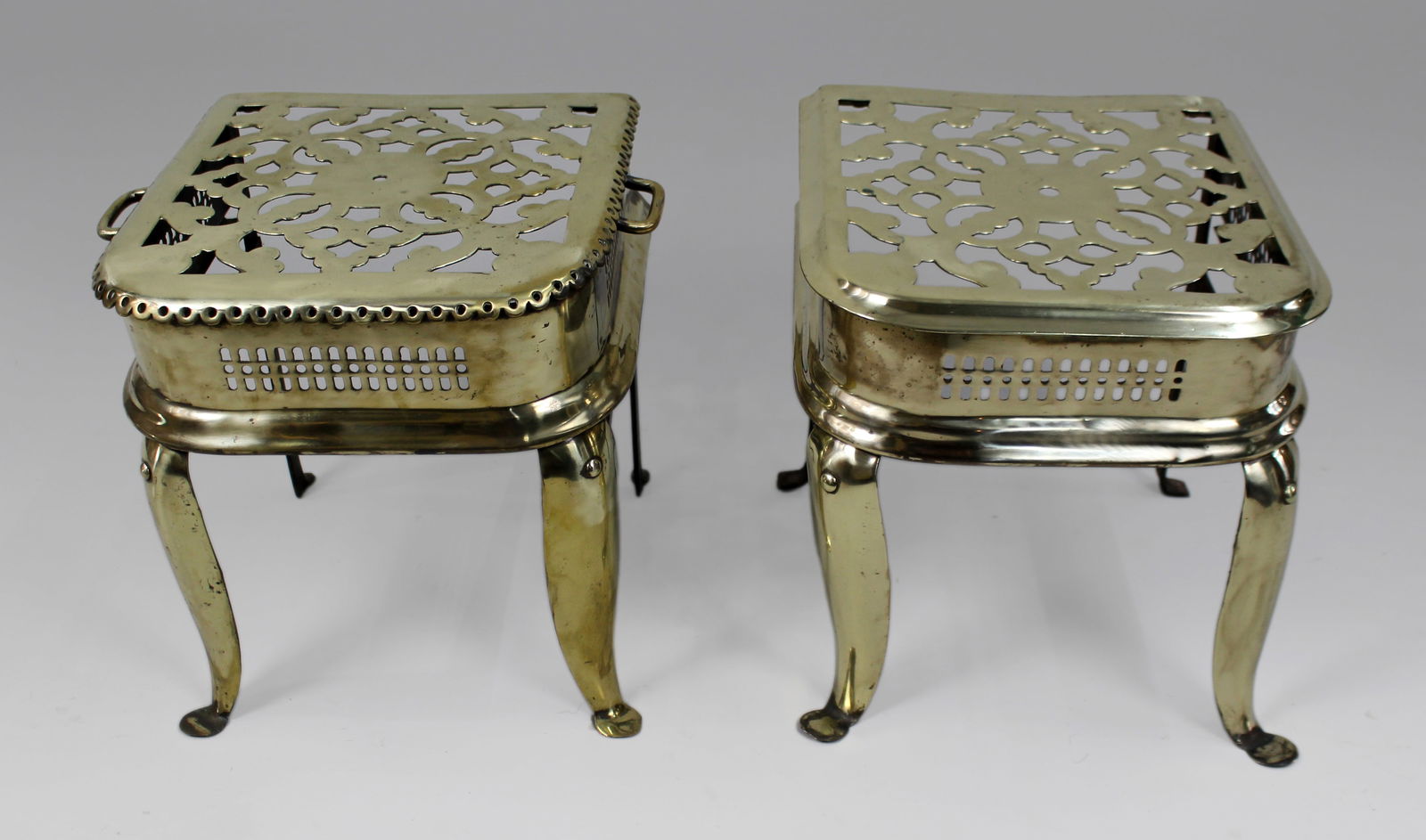 Pair of George III Pierced Brass Footman Trivets, England circa 1800 - 2