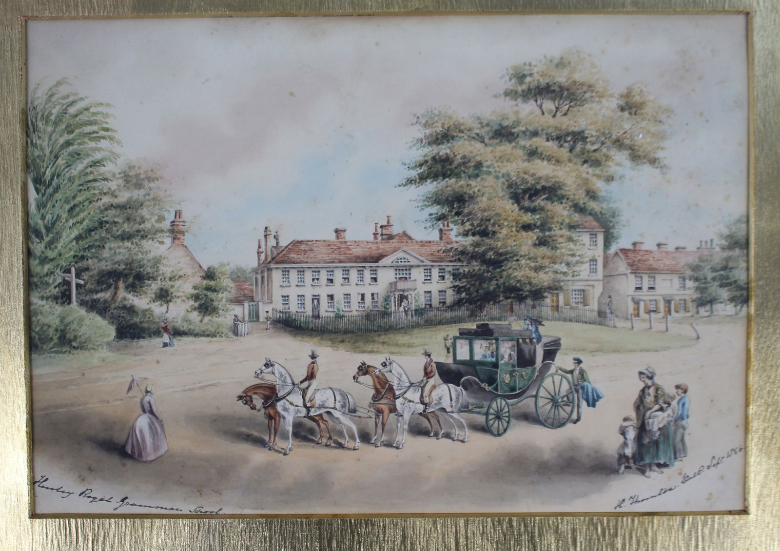 Hadley Royal Grammar School"" Delicate Signed Watercolour 1846 - 2
