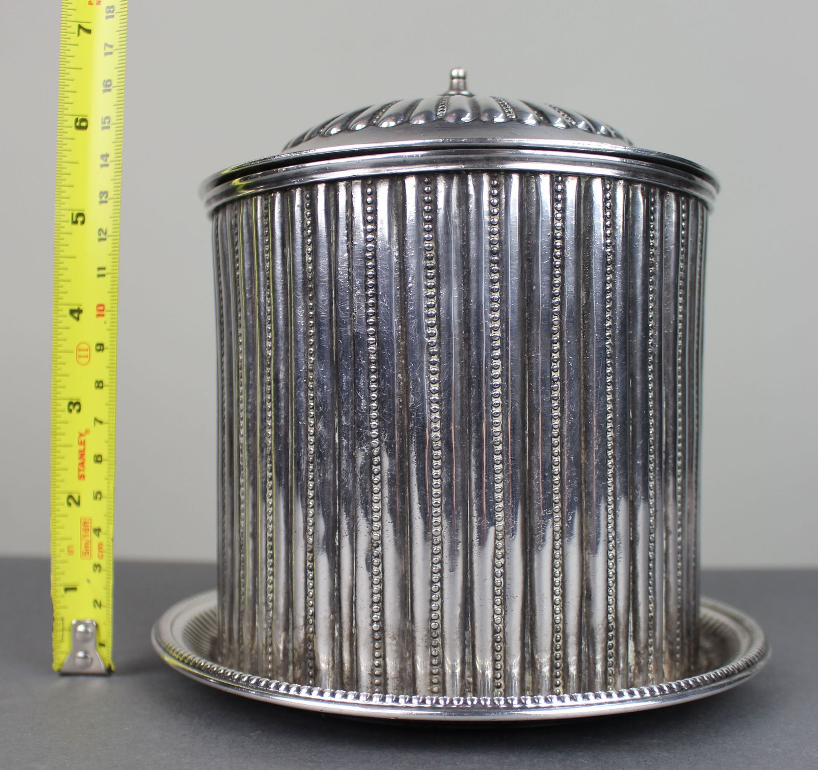 Antique Silver Plated Lidded Caddy - 7