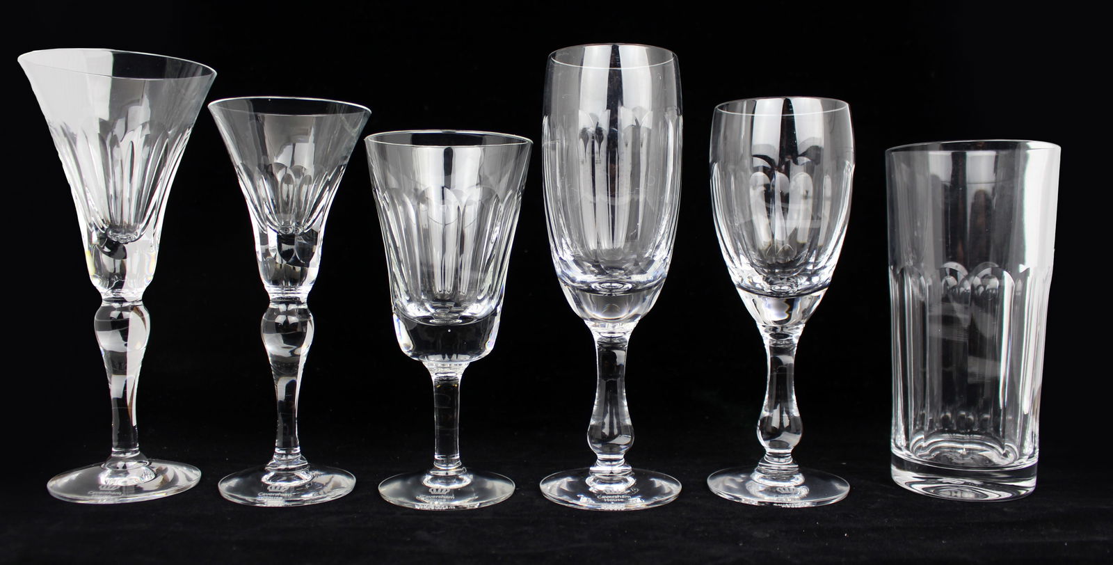 Complete Suite of 36 Hand-Cut Crystal Glasses by Tudor Crystal: Title: Complete Suite of 36 Hand-Cut Crystal Glasses by Tudor Crystal Description: Complete Suite of 36 Hand-Cut Crystal Glasses by Tudor Crystal – Caversham House Commission A finely
