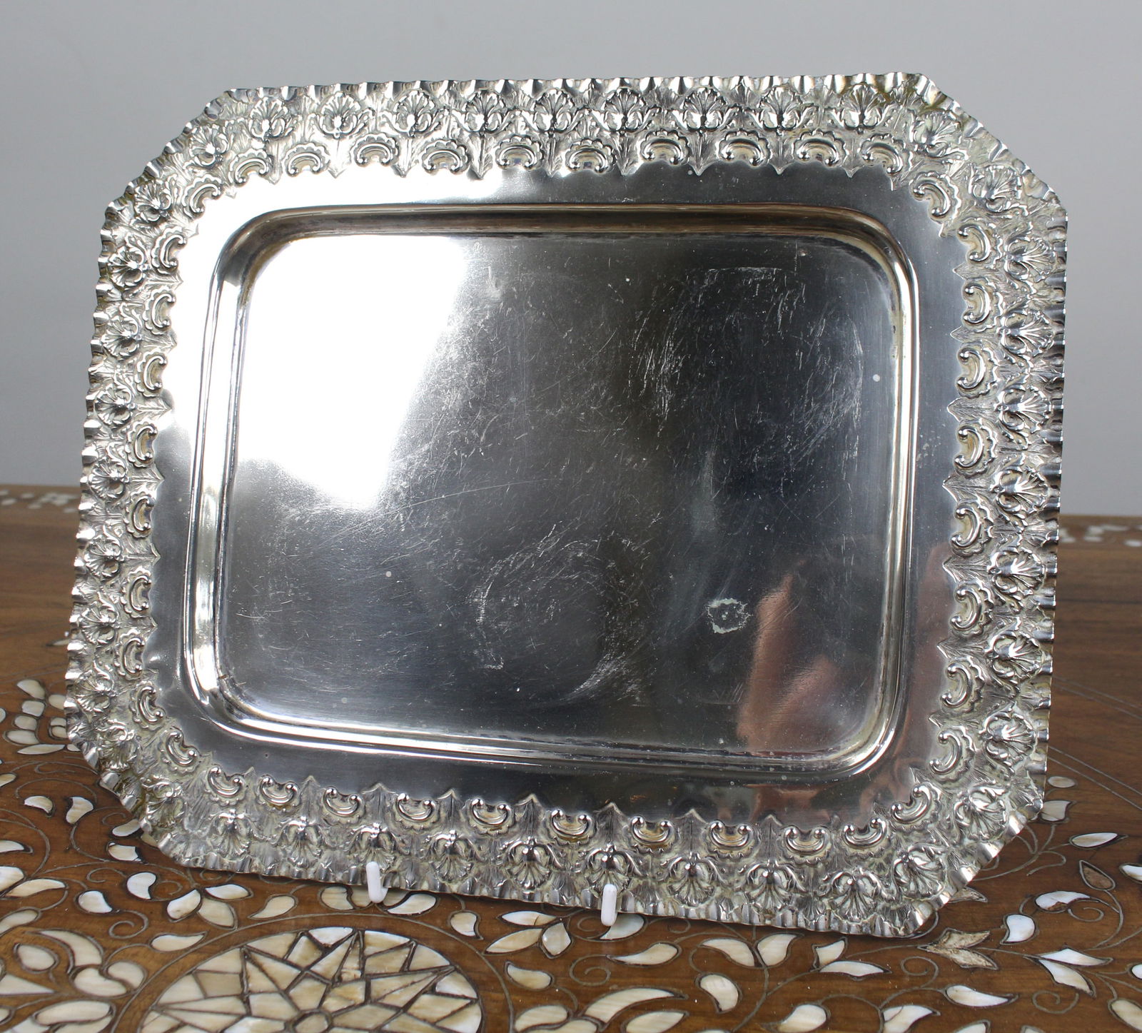Late Victorian Silver Plated Serving Tray - 7