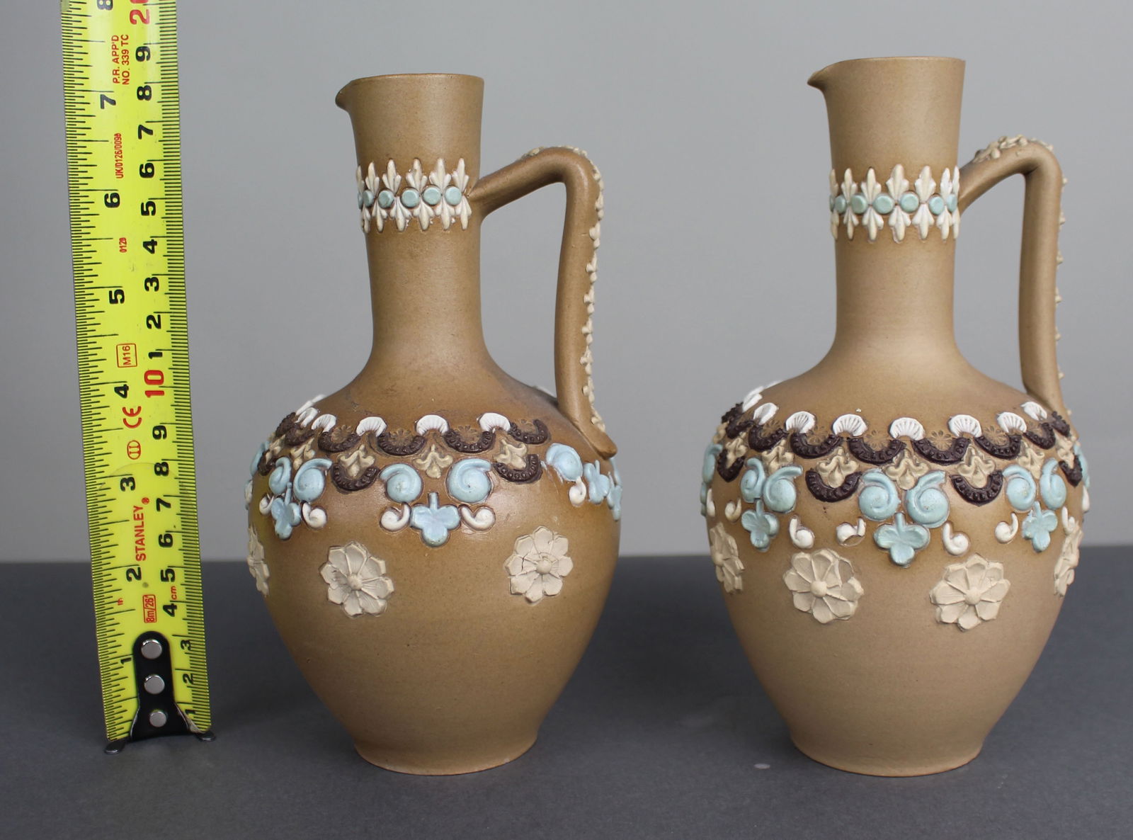Pair of Antique Doulton Lambeth Stoneware Ewers - 3