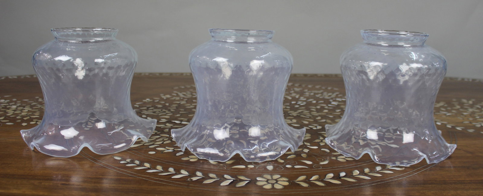 Antique Gothic Revival Brass Three-Light Gasolier with Opalescent Glass Shades, circa 1900 - 13