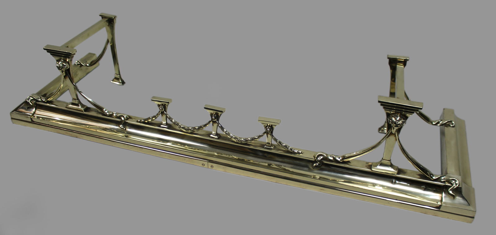 Antique Edwardian Brass Fireplace Fender & Matching Fire Irons - 6