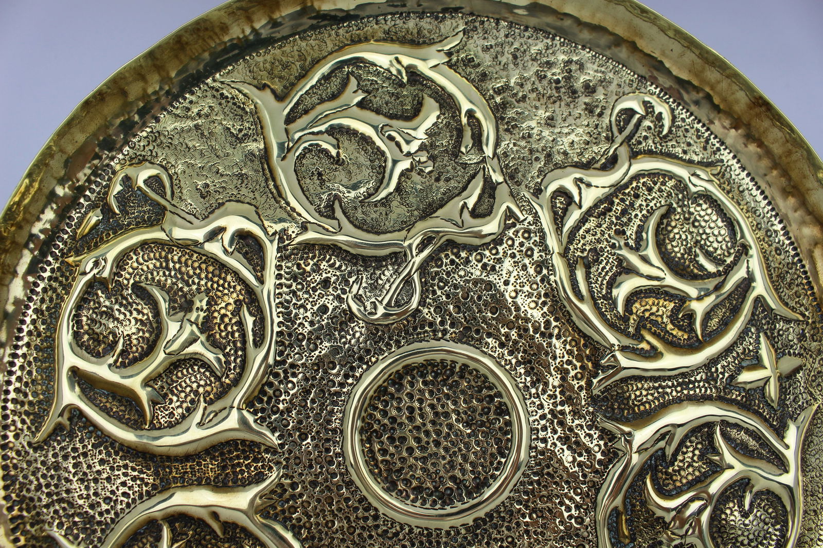 Collection of 8 Antique Brass Wall Chargers & Plates - 16