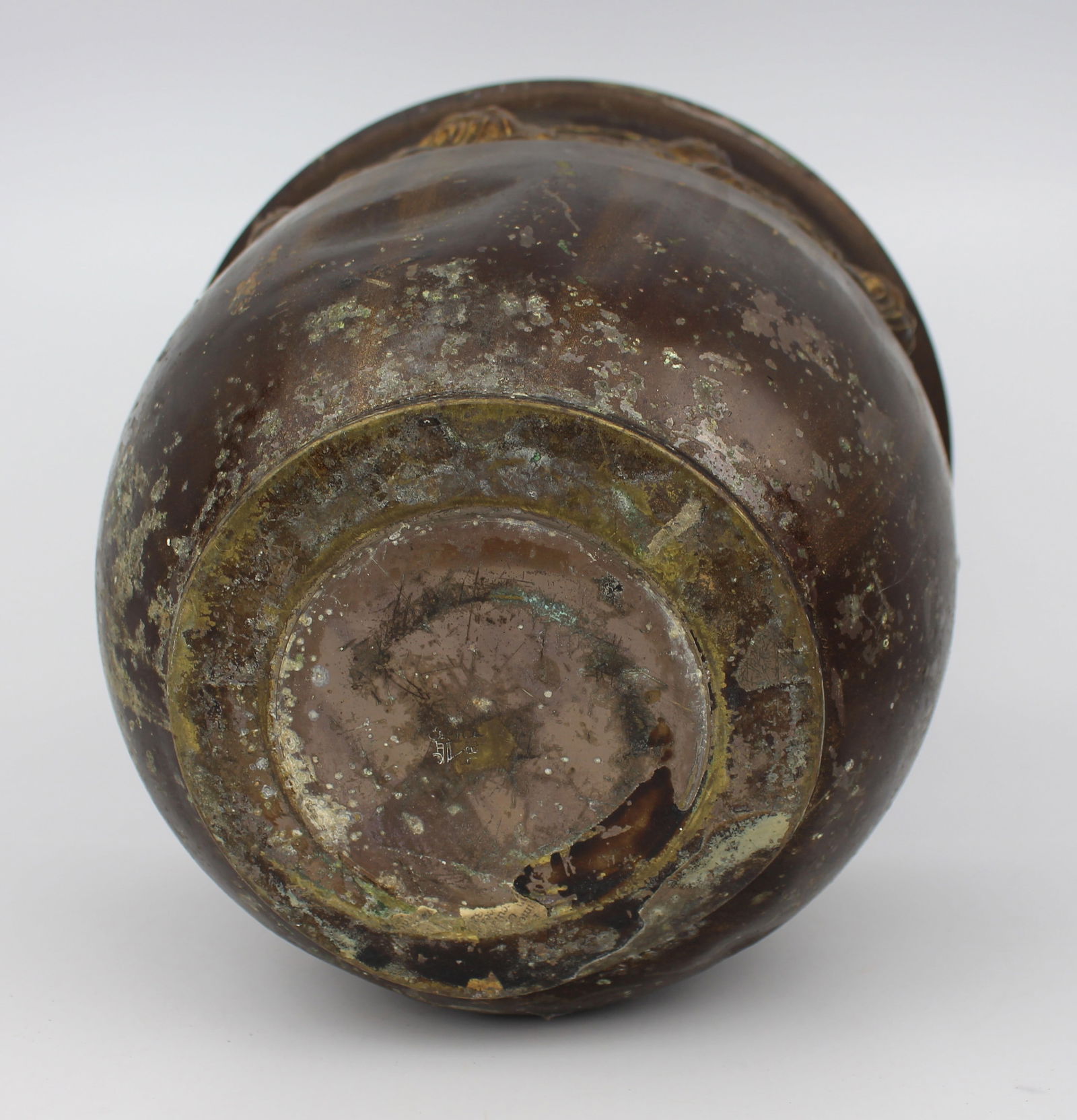 Antique Chinese Gilt Bronze Cachepot with Floral Relief - 4