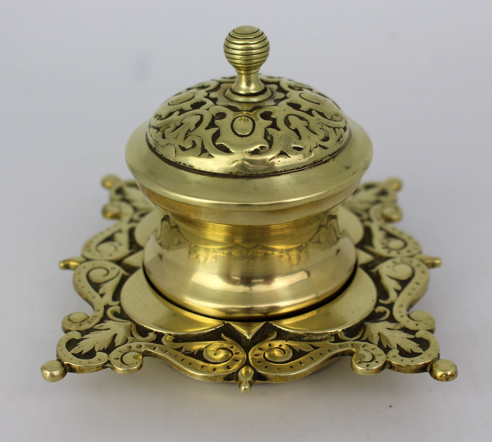 Antique Victorian Brass Inkwell - 2