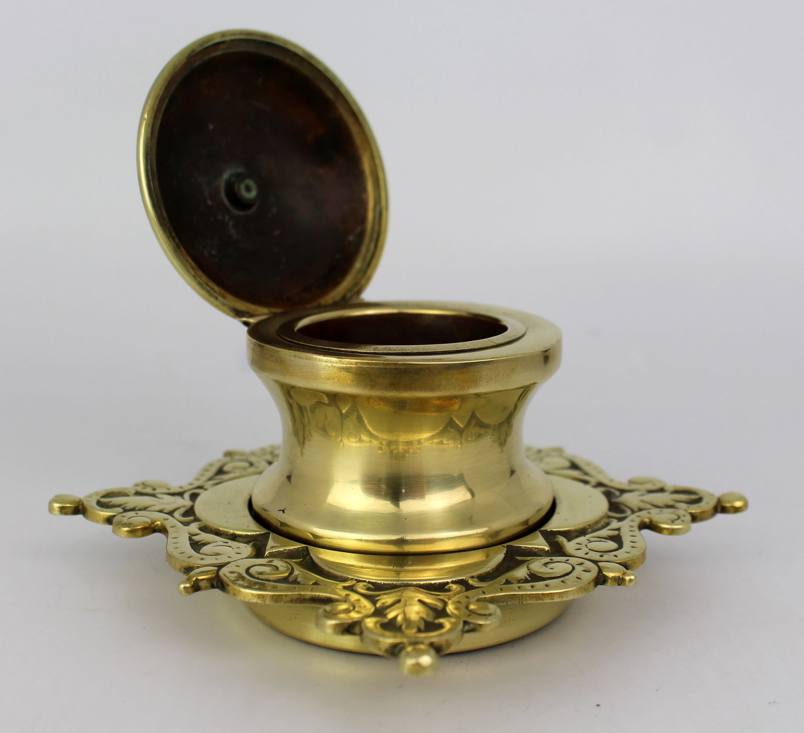 Antique Victorian Brass Inkwell - 4