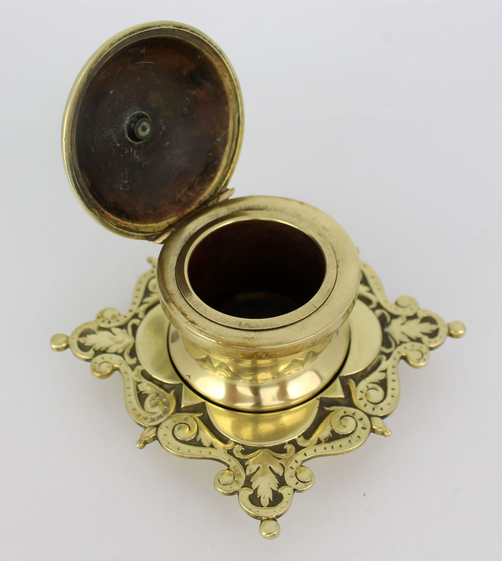 Antique Victorian Brass Inkwell - 5