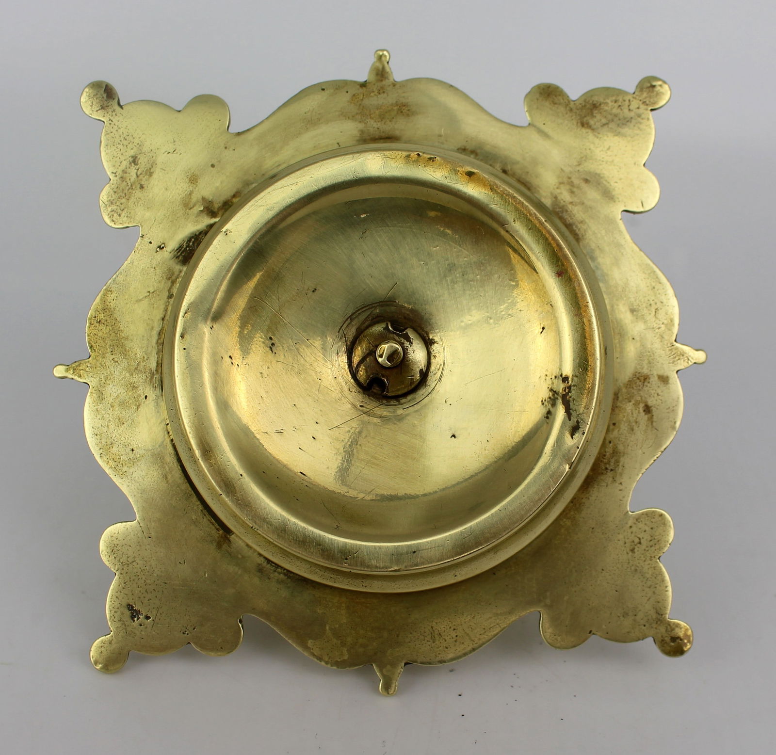 Antique Victorian Brass Inkwell - 6