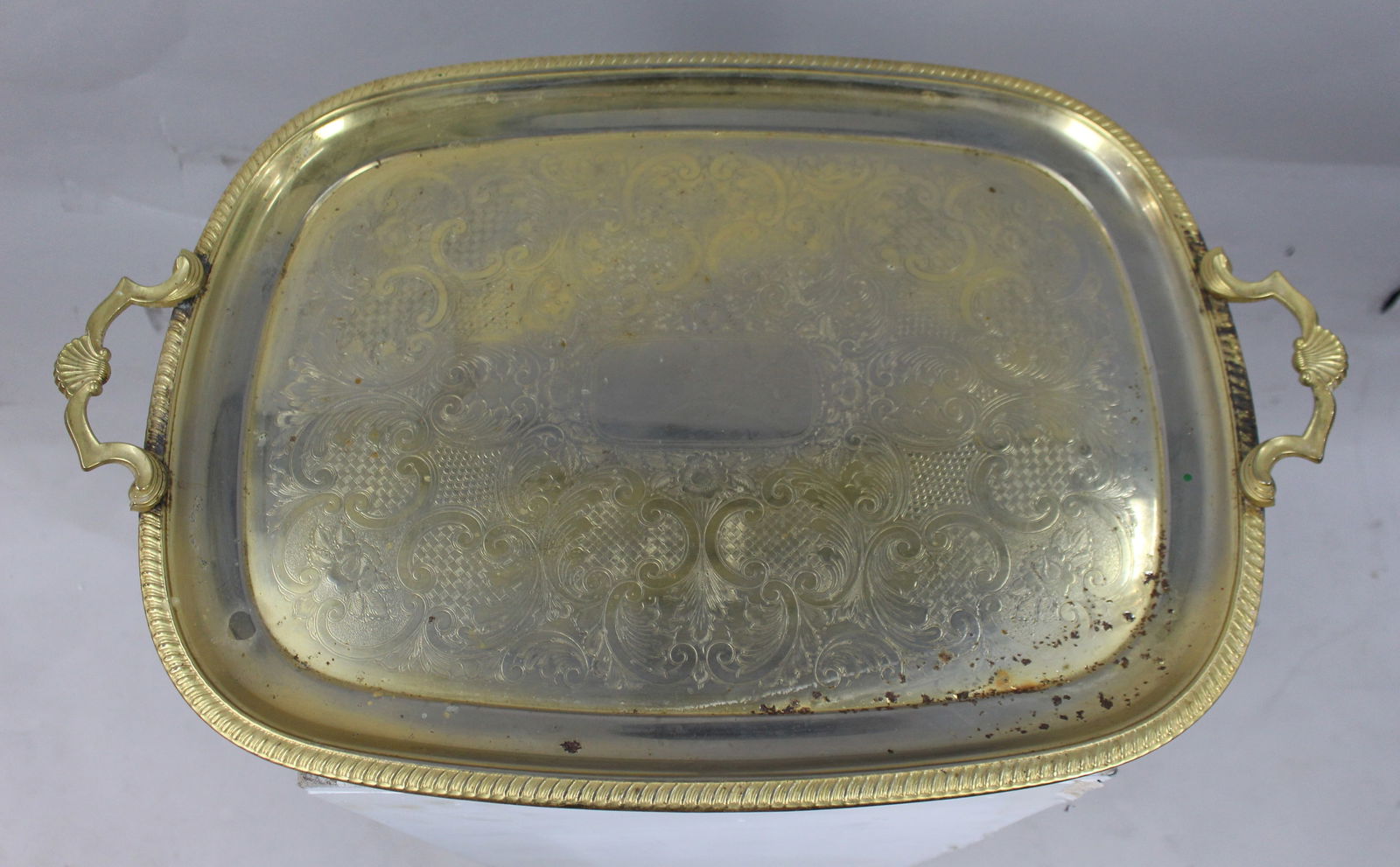 Large Vintage Gold Plated Tray - 2