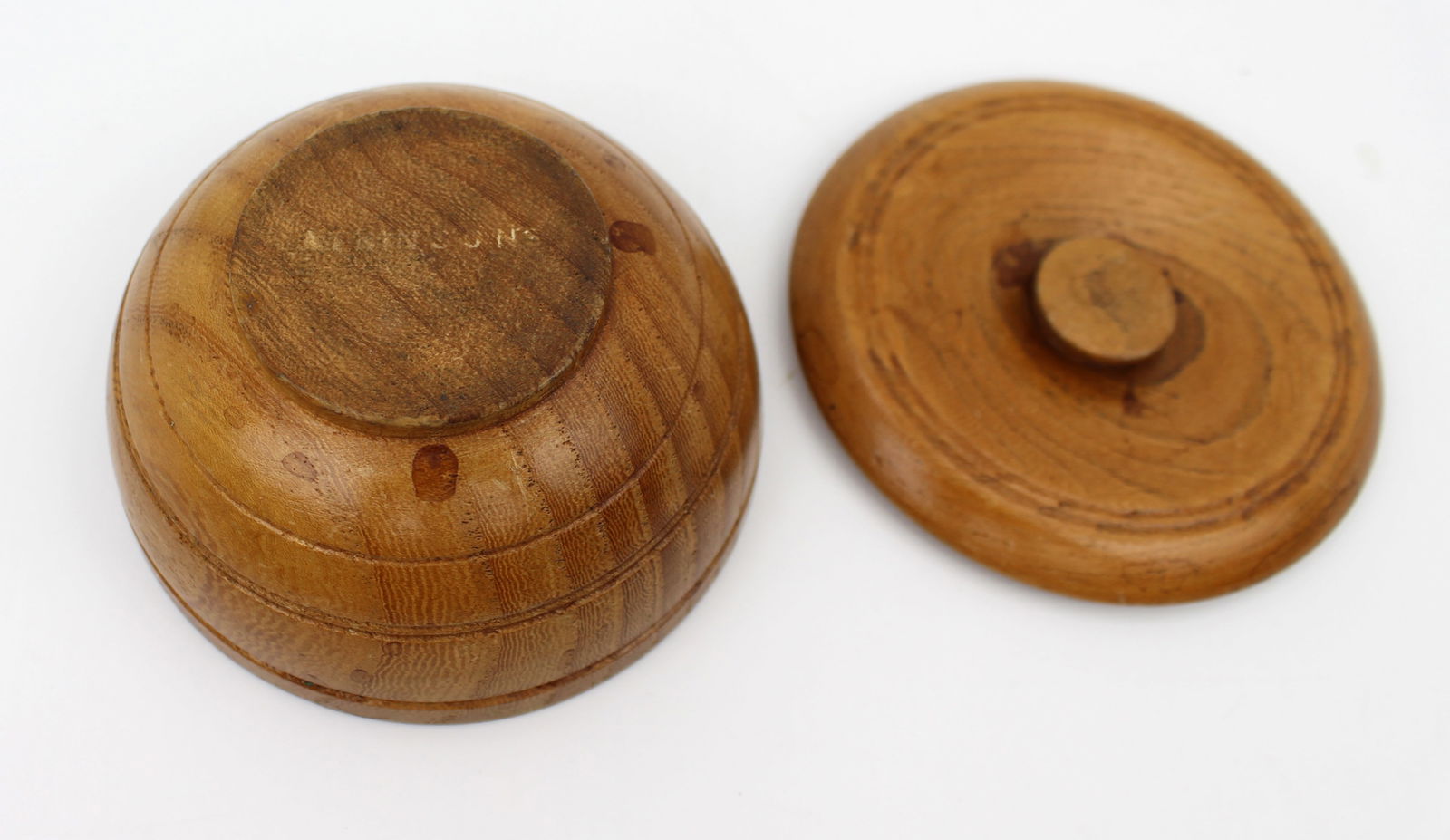 Small Turned Wooden Lidded Pot – Signed 'Atkinson' - 4