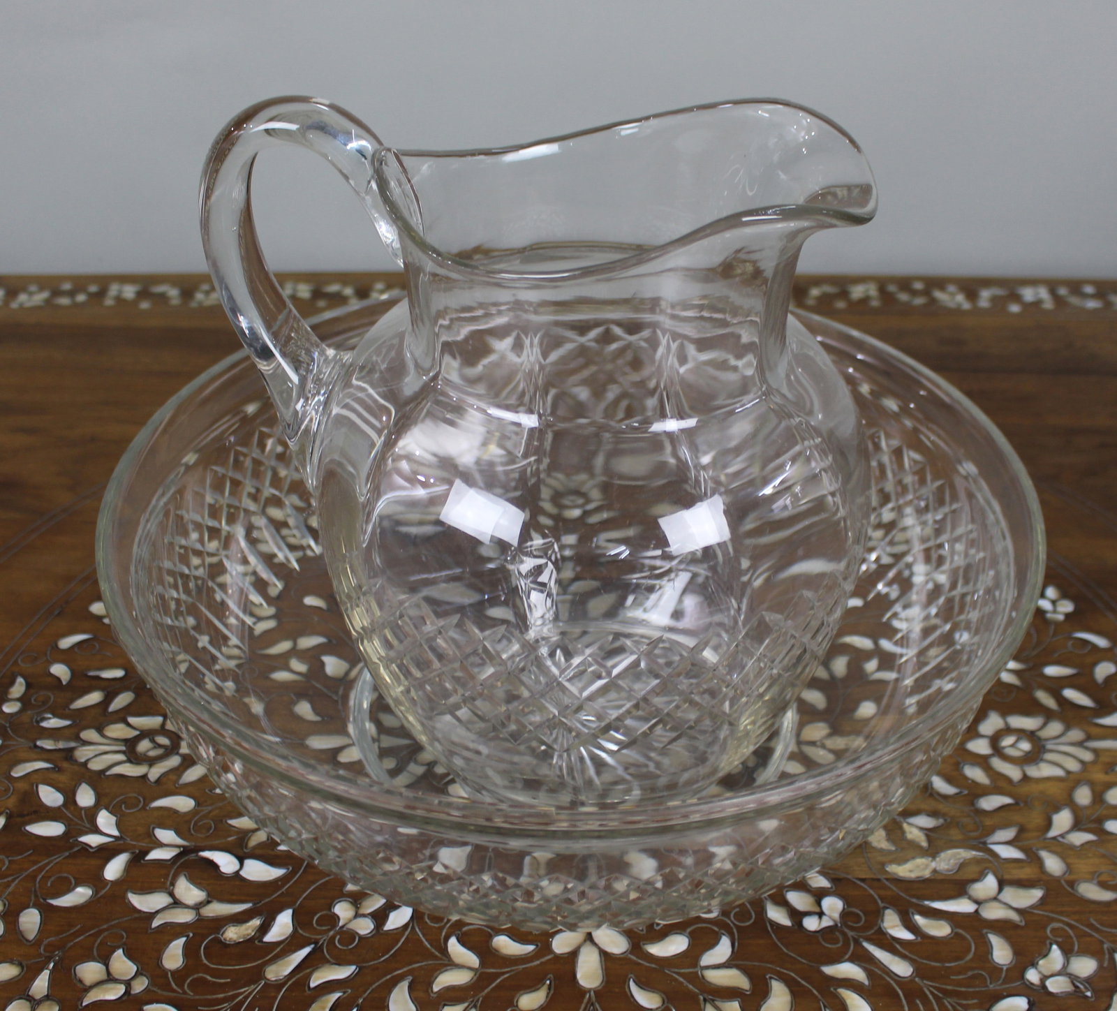 Large Victorian Cut Crystal Jug & Bowl Set - 2