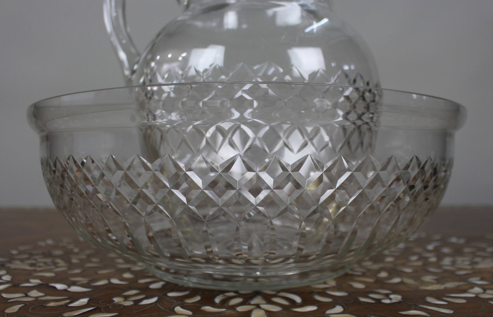Large Victorian Cut Crystal Jug & Bowl Set - 3
