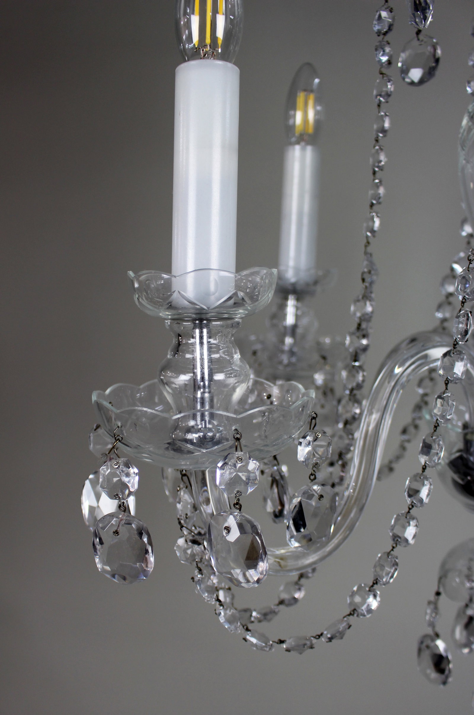 Five-Arm French Cut Glass and Crystal Chandelier, Mid-20th Century - 13