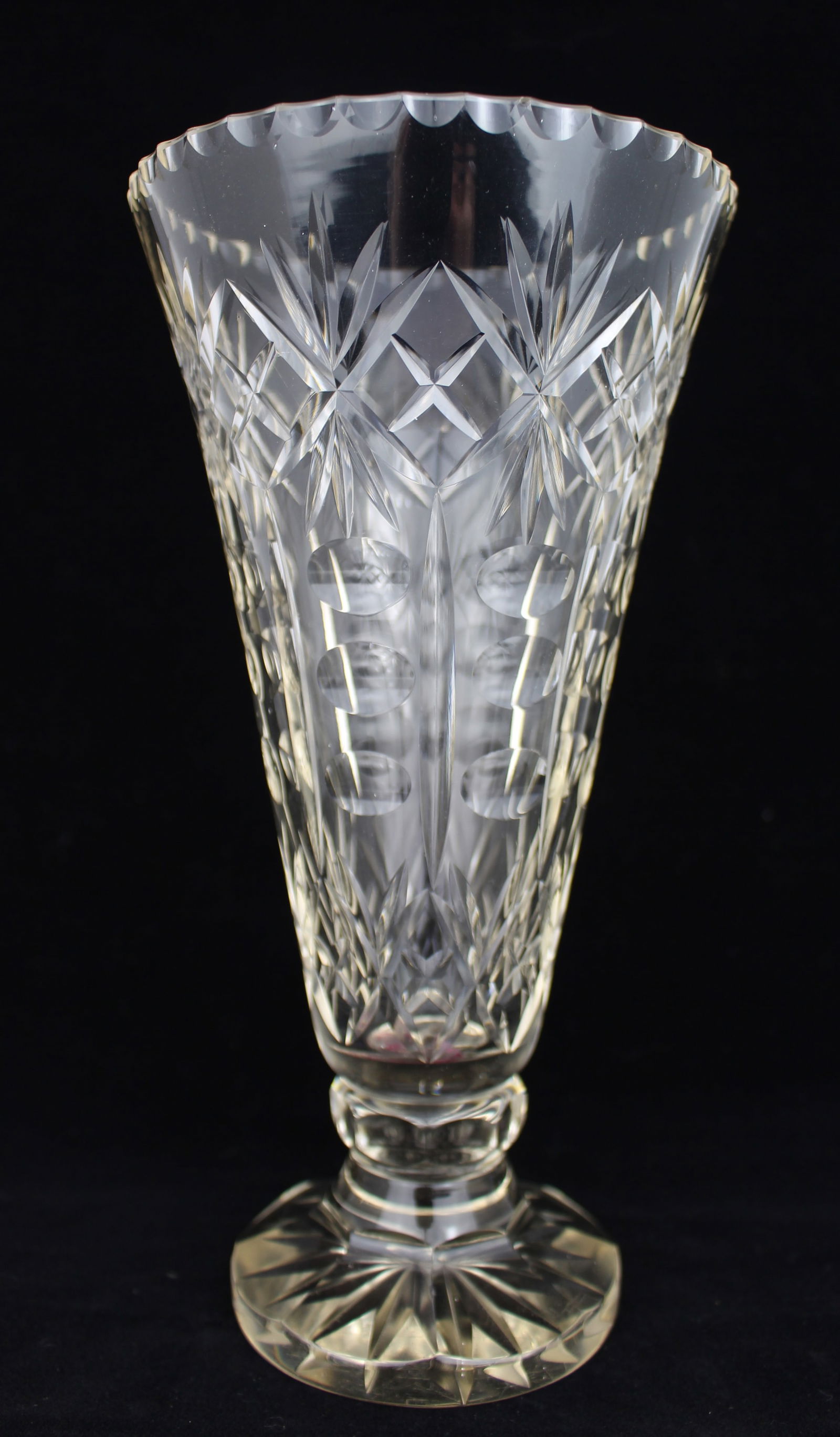 Edwardian Cut Glass Lead Crystal Vase (1 of 3)