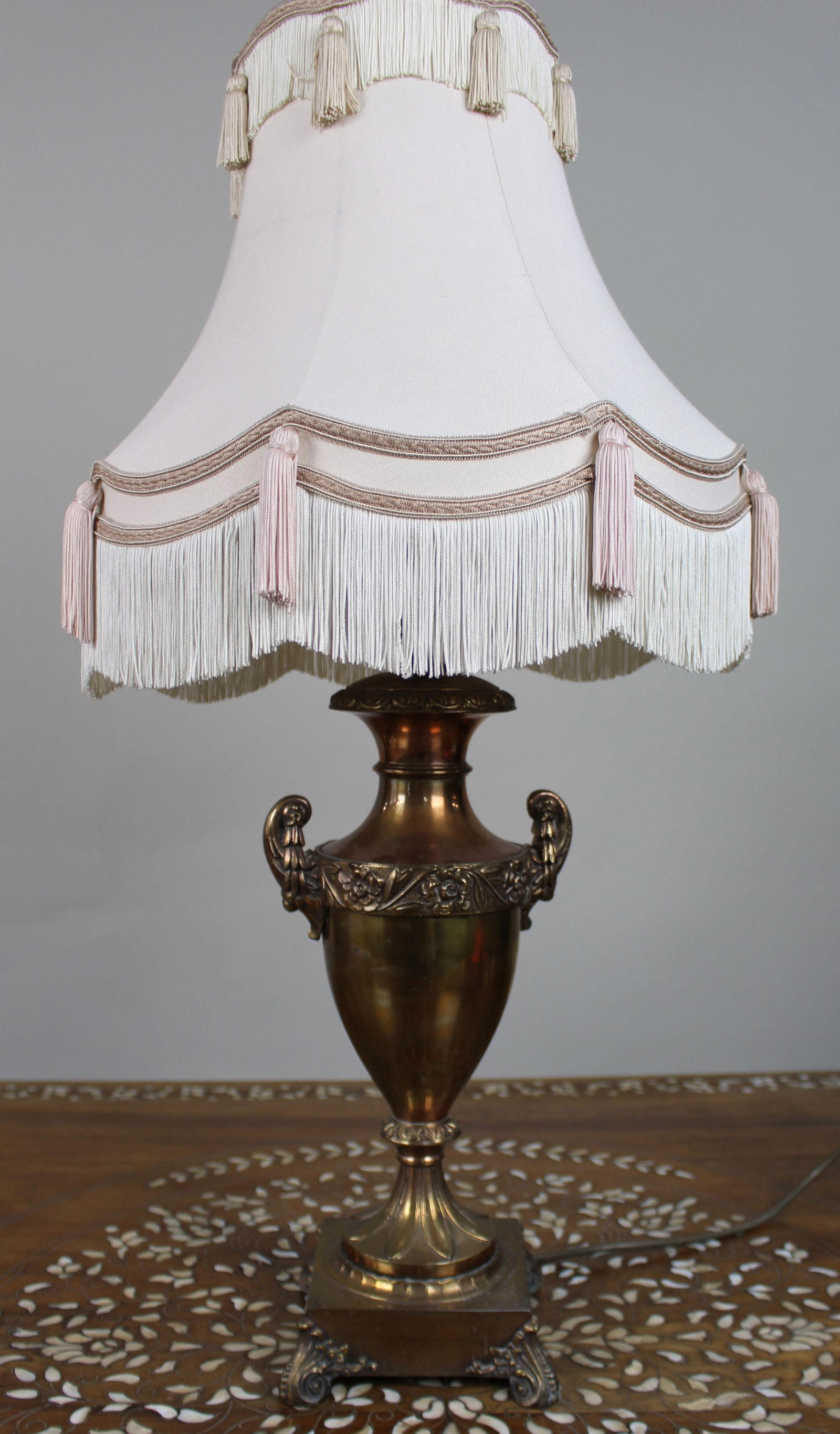 Large Vintage Bronze Table Lamp with Ornate Urn Base - 2