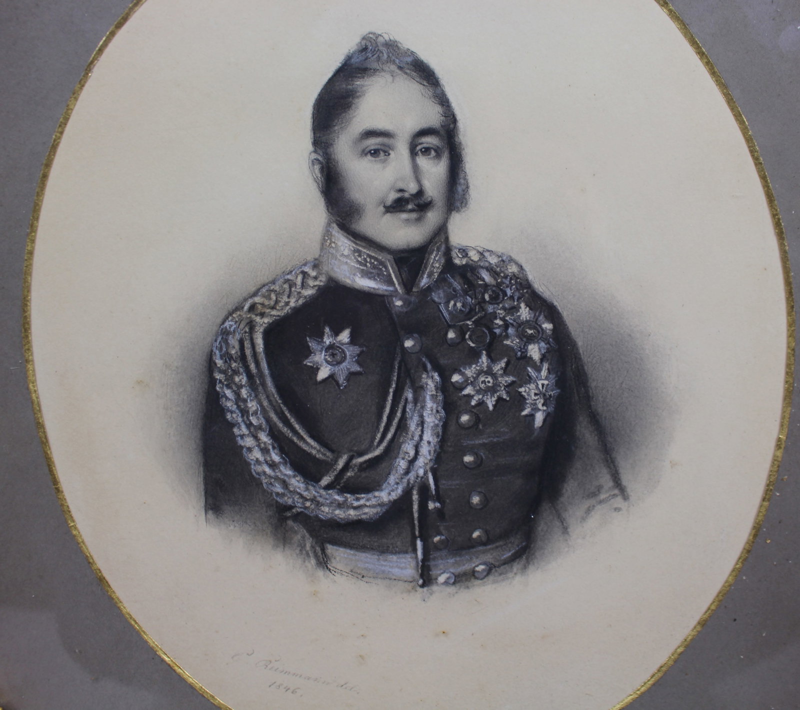 Pair of Mid 19th c. Oval Drawings by C.Reimann - 13