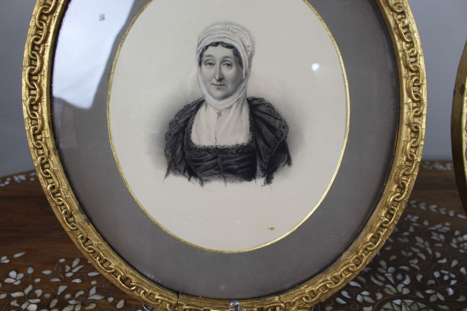 Pair of Mid 19th c. Oval Drawings by C.Reimann - 3