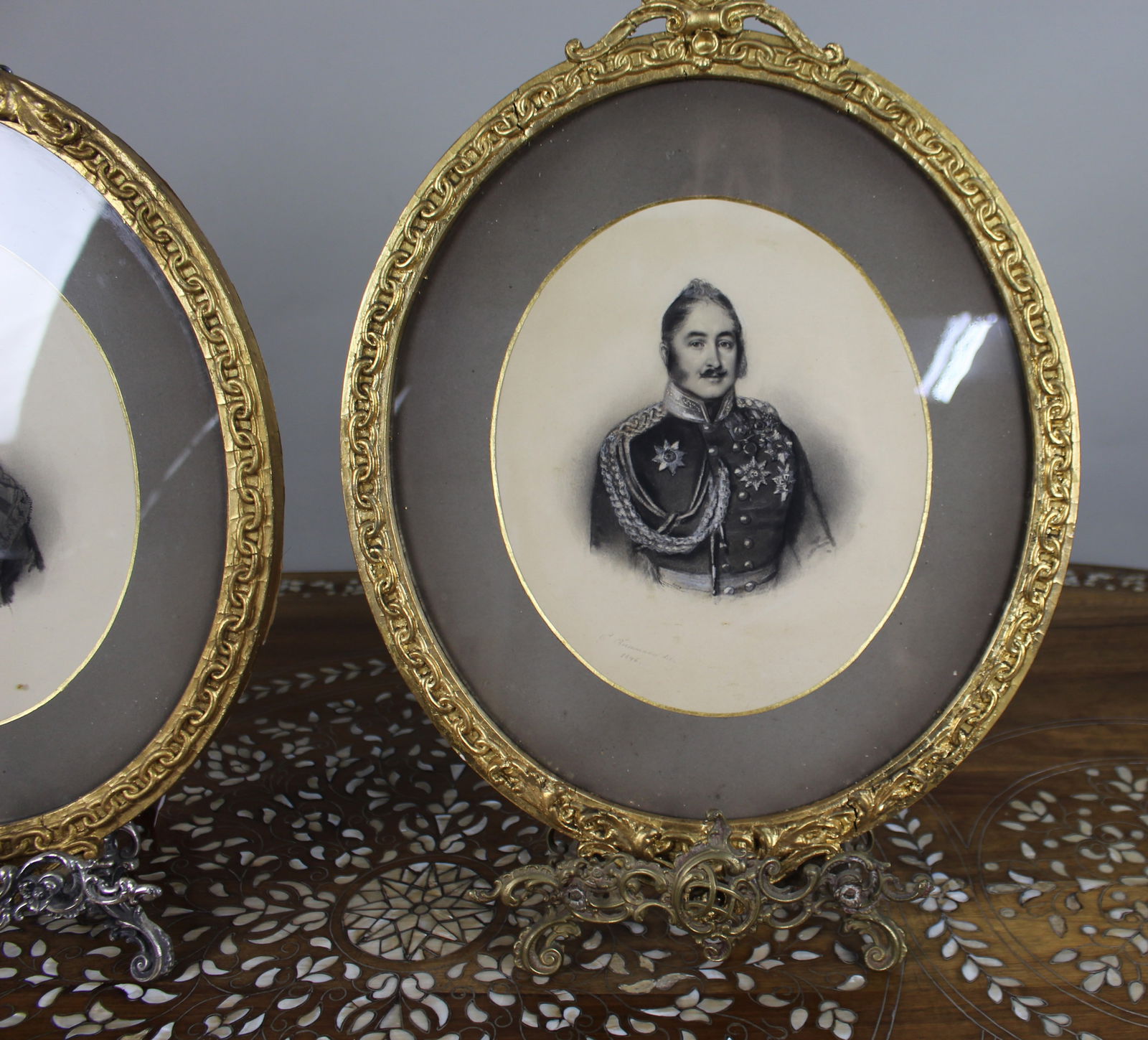 Pair of Mid 19th c. Oval Drawings by C.Reimann - 4