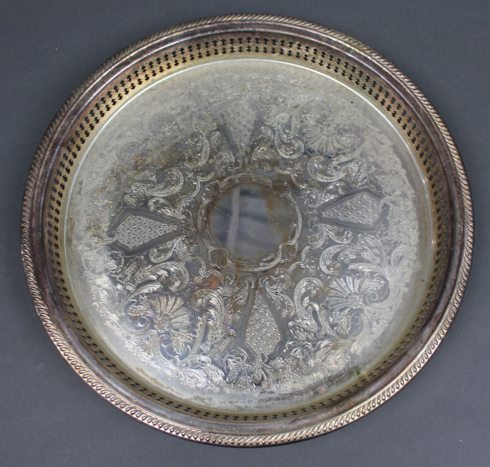 Vintage Silver Plated Circular Serving Tray - 2