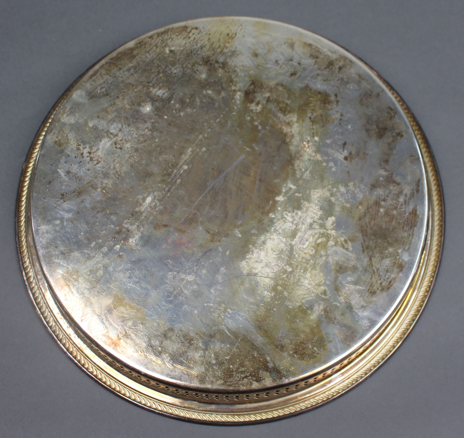 Vintage Silver Plated Circular Serving Tray - 3