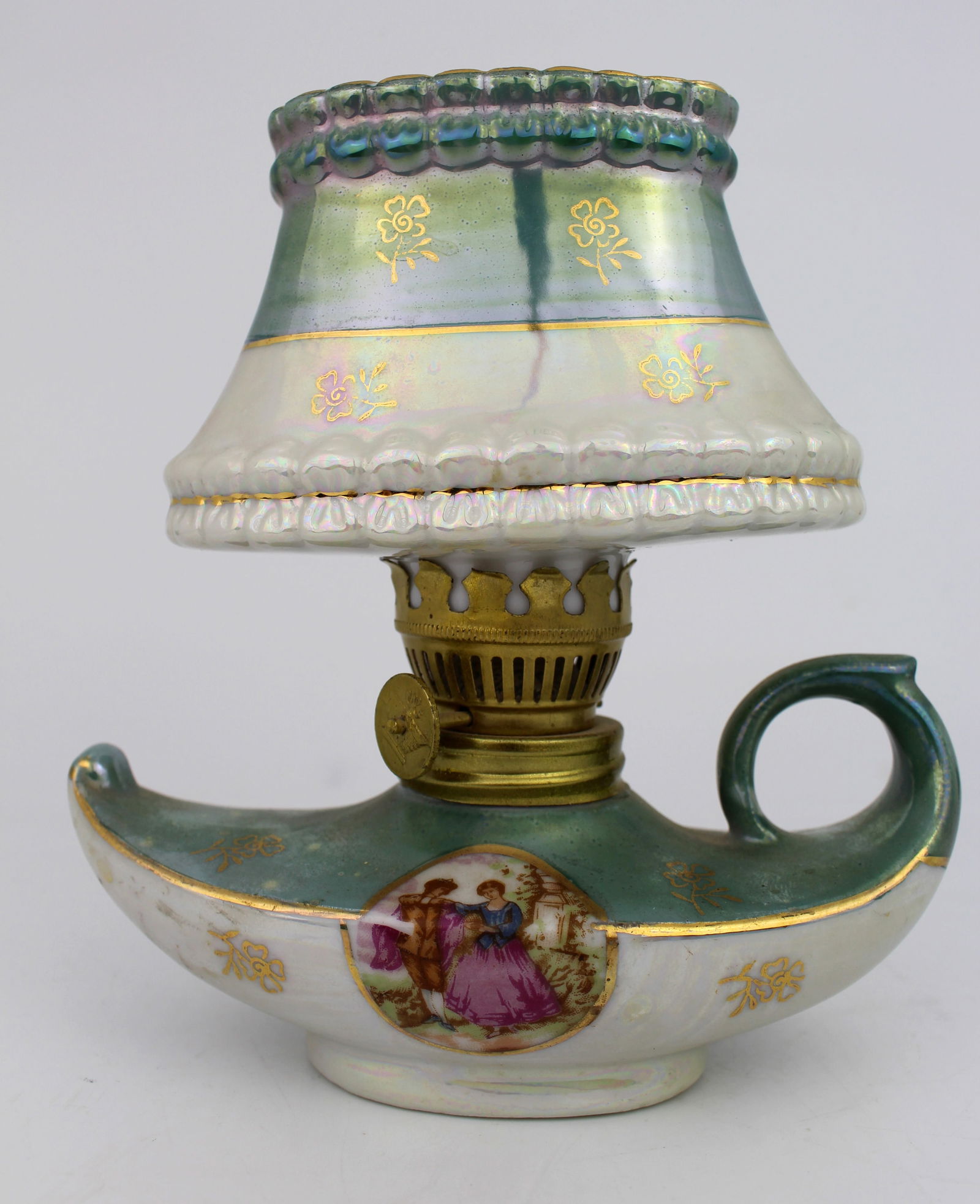Decorative Small Vintage Porcelain Oil Lamp - 2