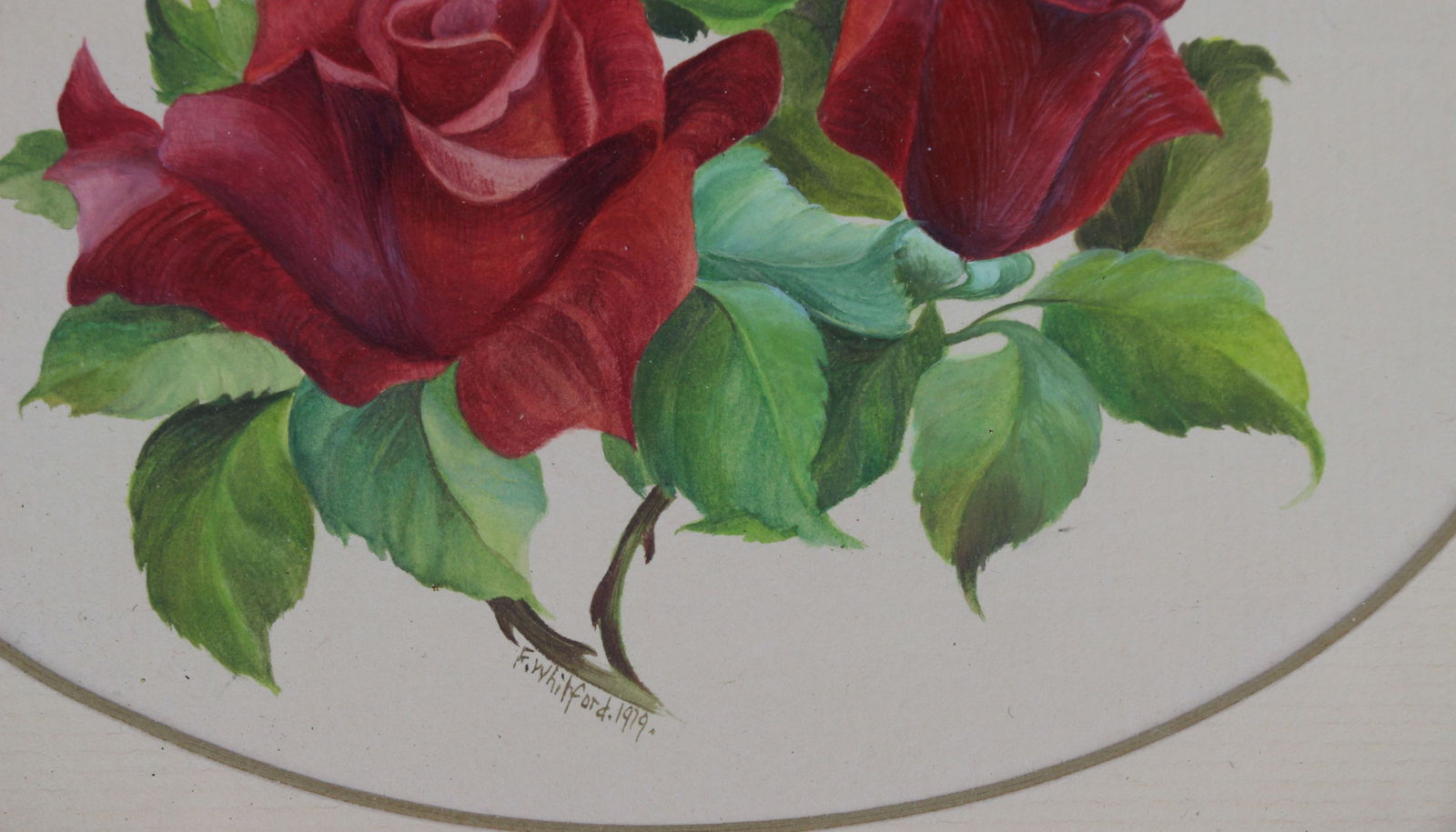 Antique Oval Still Life Watercolour by F.Whitford 1919 - 3