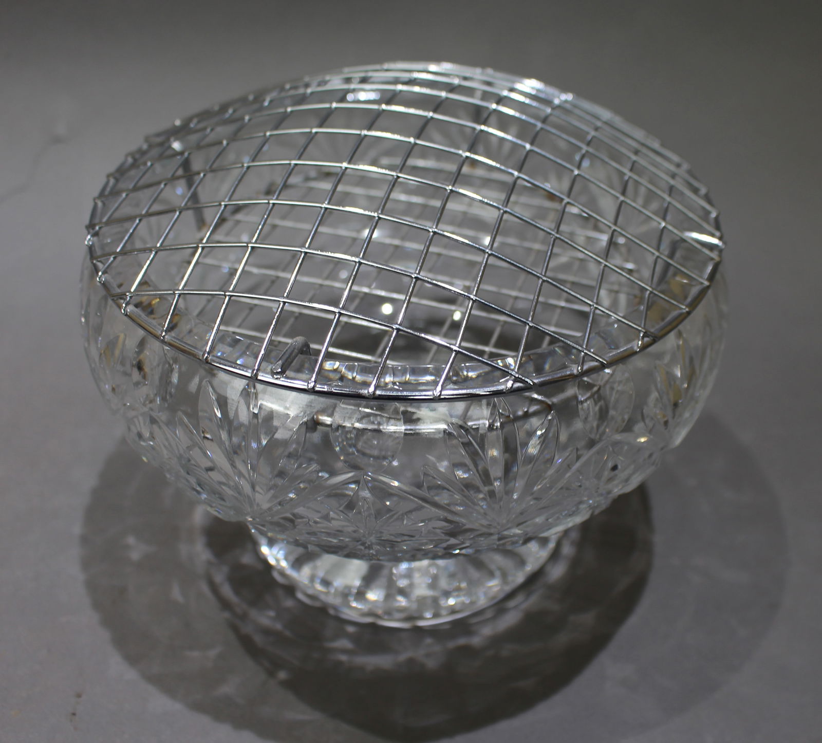 Vintage Cut Glass Crystal Rose Bowl - 2