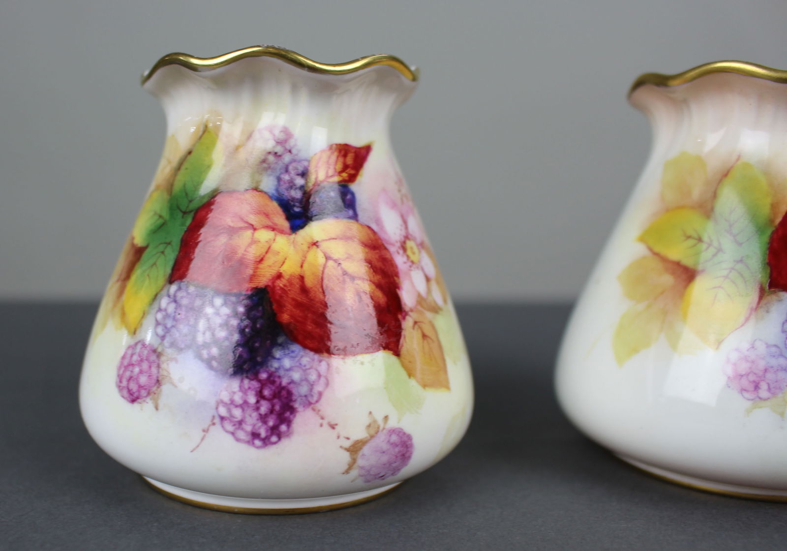 Pair of Royal Worcester Hand Painted Fruit Vases Kitty Blake & M.Miller - 2