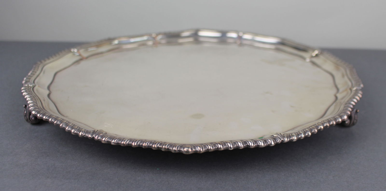 Antique Silver Plated Footed Serving Tray - 4
