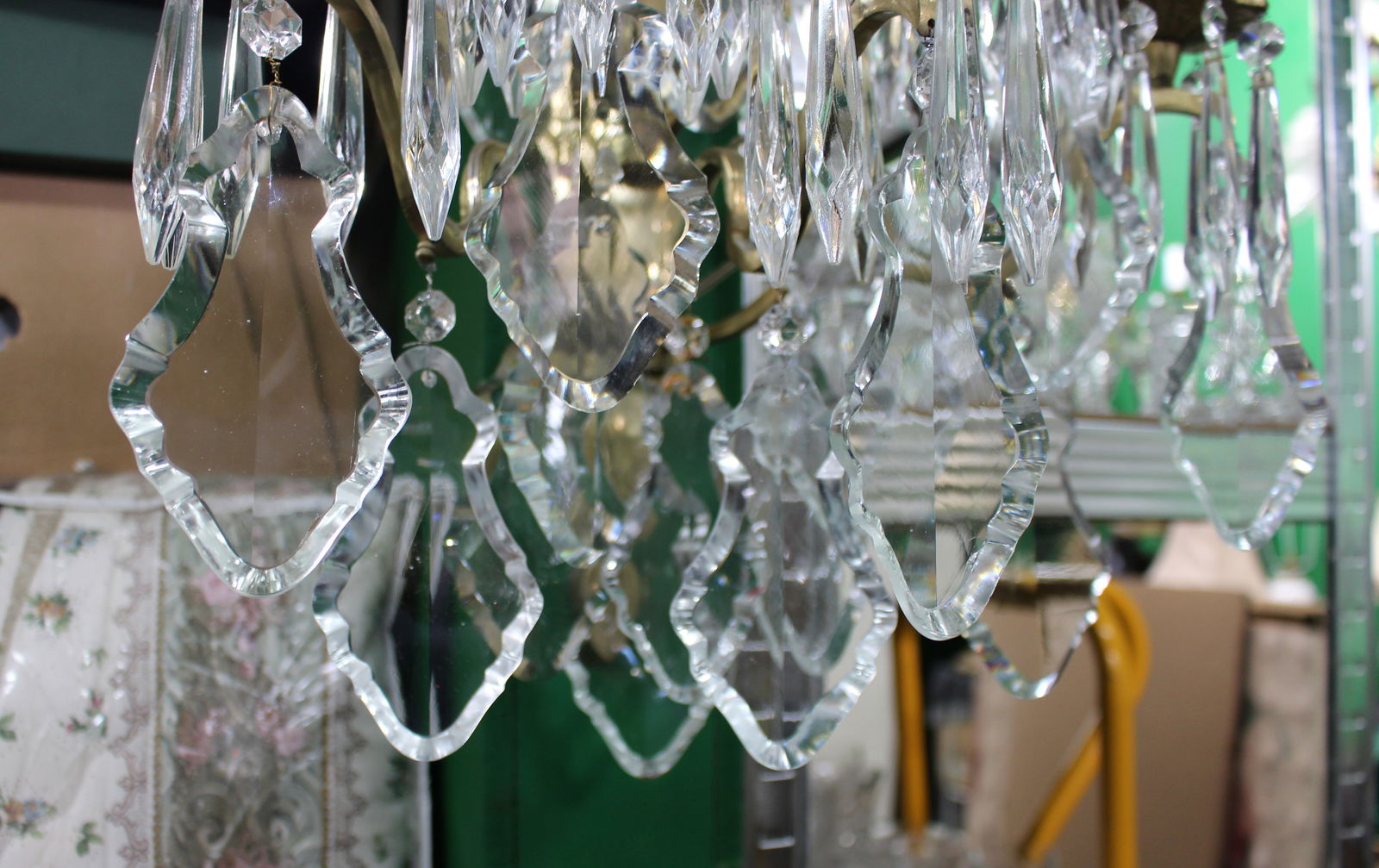 Pair of Louis XV Style French Brass and Fine Cut Crystal Wall Lights - 3