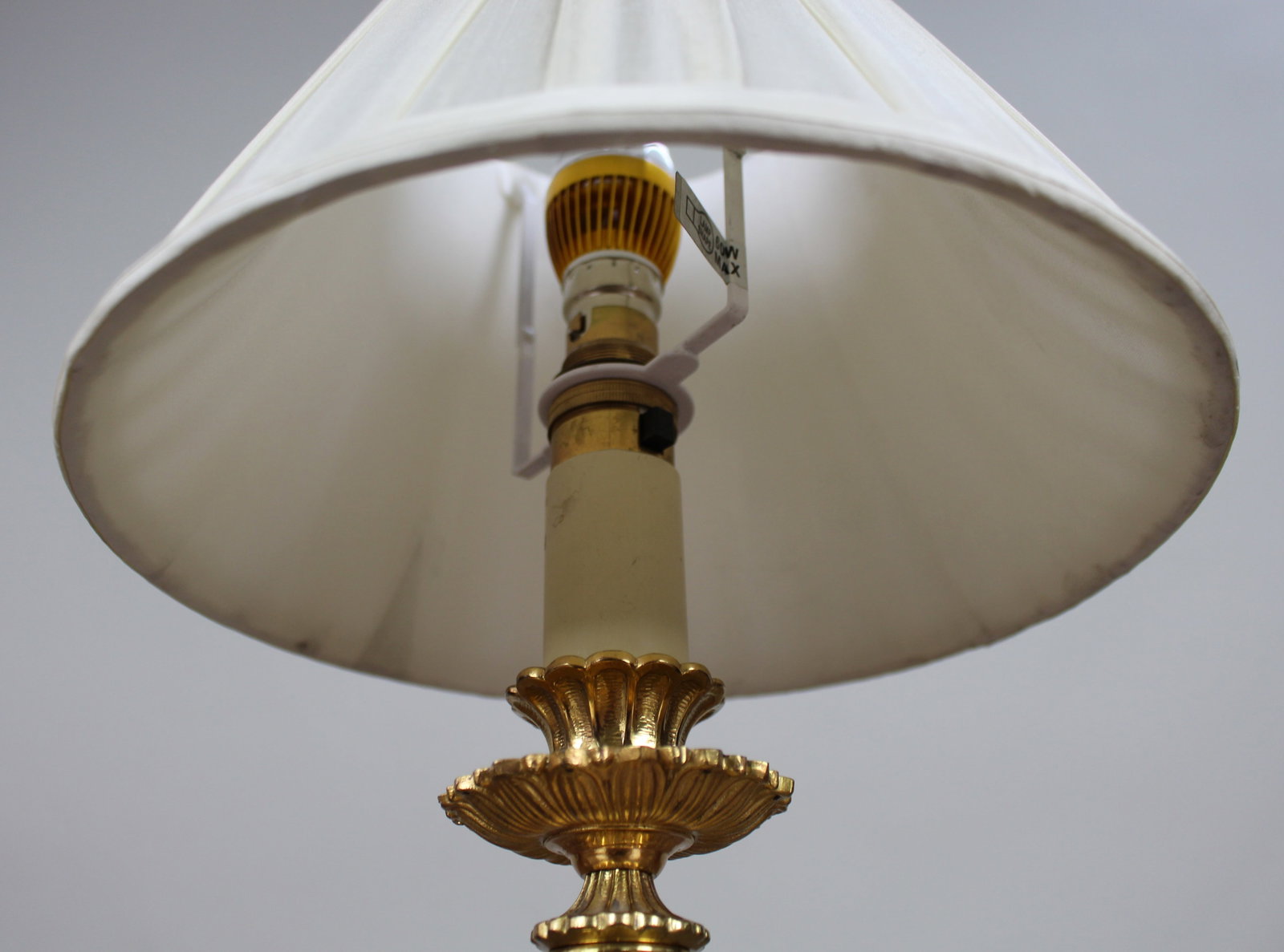 Vintage Gilt Metal Table Lamp with Pleated Shade - 5