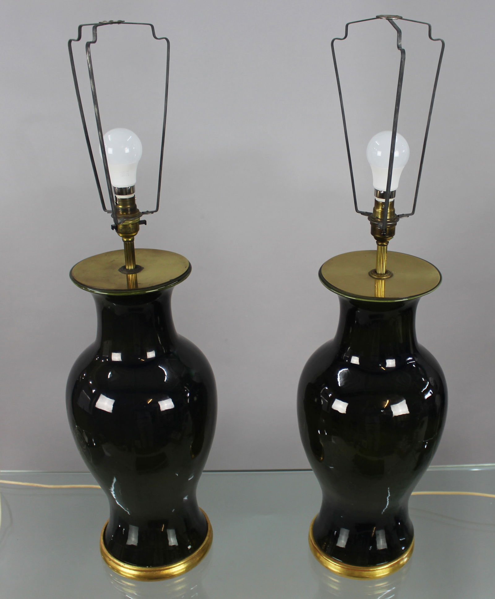 Pair of Vintage Ceramic & Gilt Table Lamps - 2