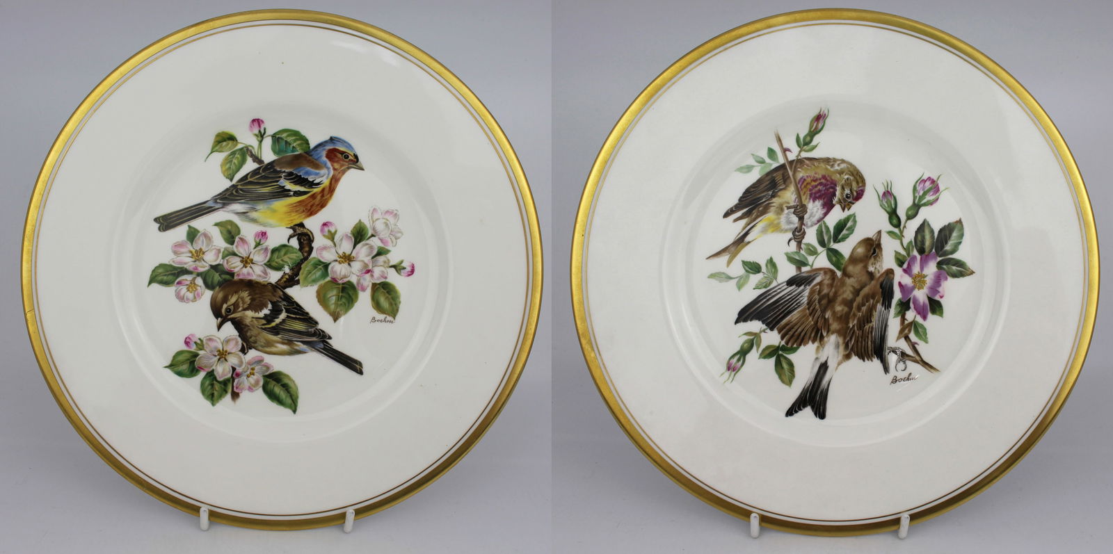 Pair of Boehm Porcelain Bird Plates: Title: Pair of Boehm Porcelain Bird Plates Description: Pair of Boehm Porcelain Bird Plates Condition: Used Delivery opt