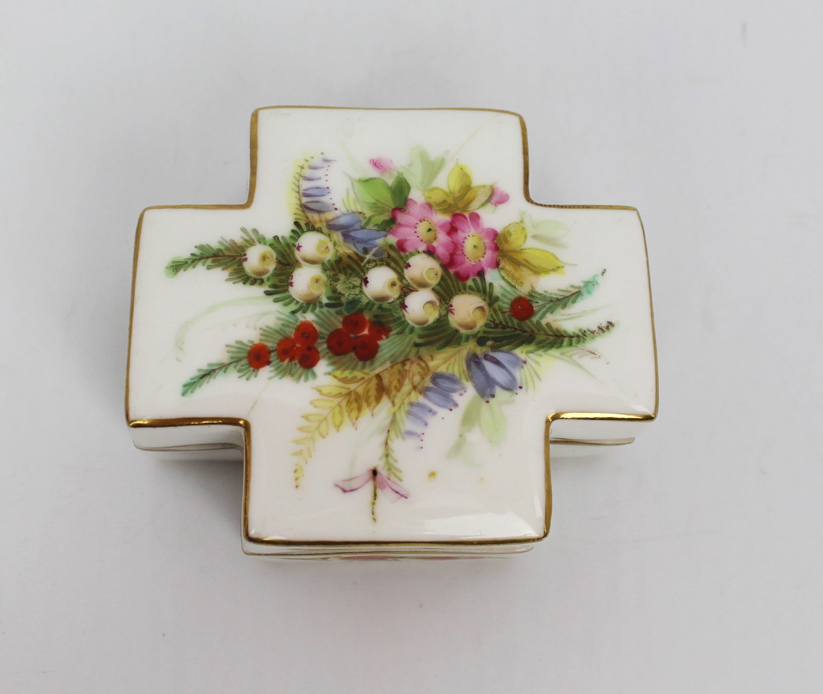 Coalport Hand Painted Cruciform Trinket Box - 2