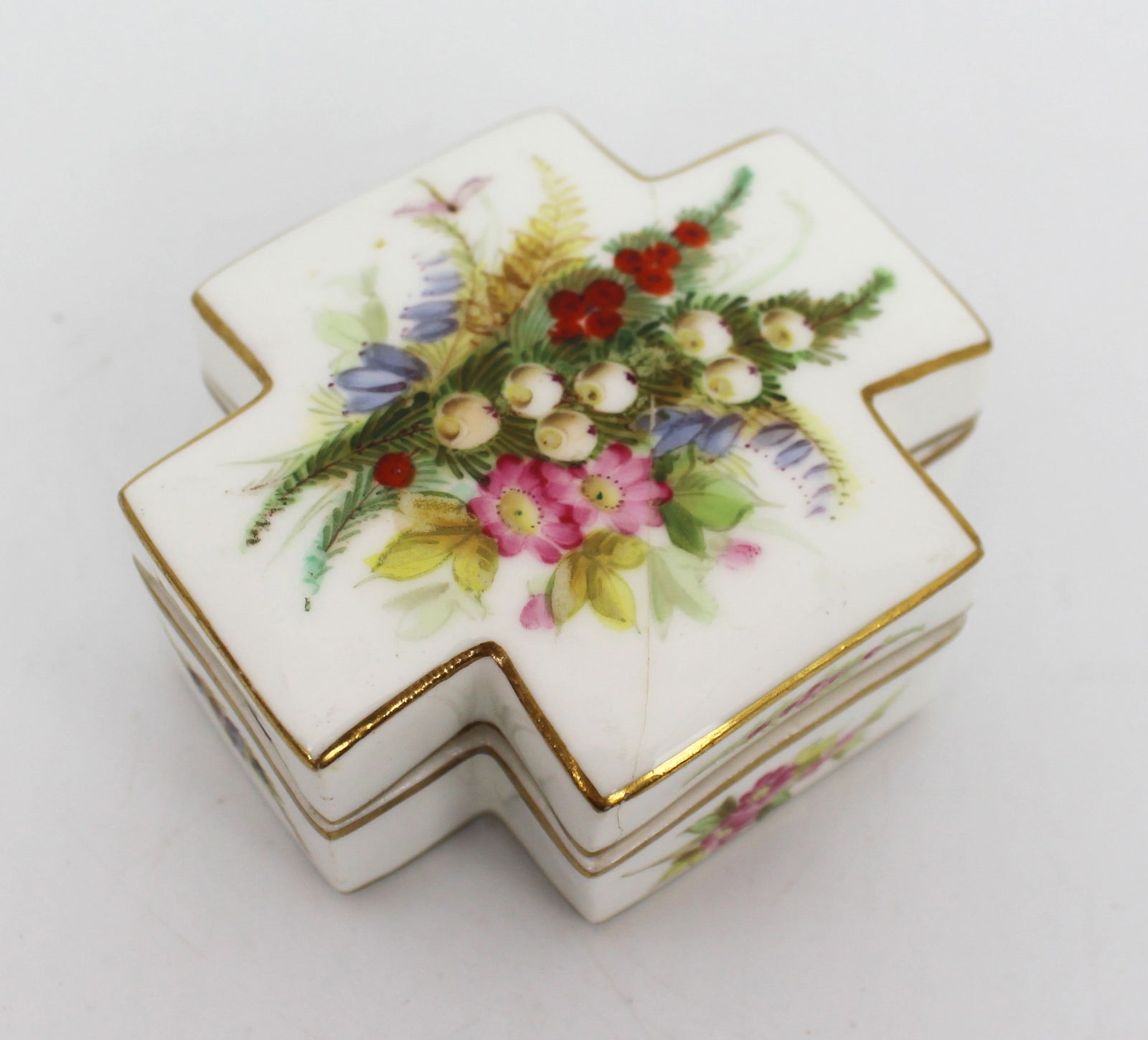 Coalport Hand Painted Cruciform Trinket Box - 3