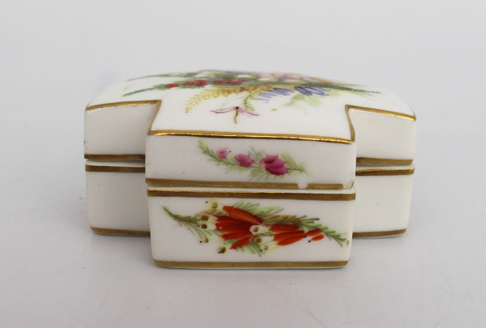 Coalport Hand Painted Cruciform Trinket Box - 4